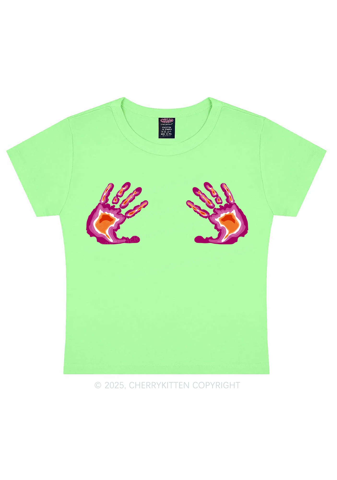 Lesbian Thermal Hands Y2K Baby Tee Cherrykitten - Image 13