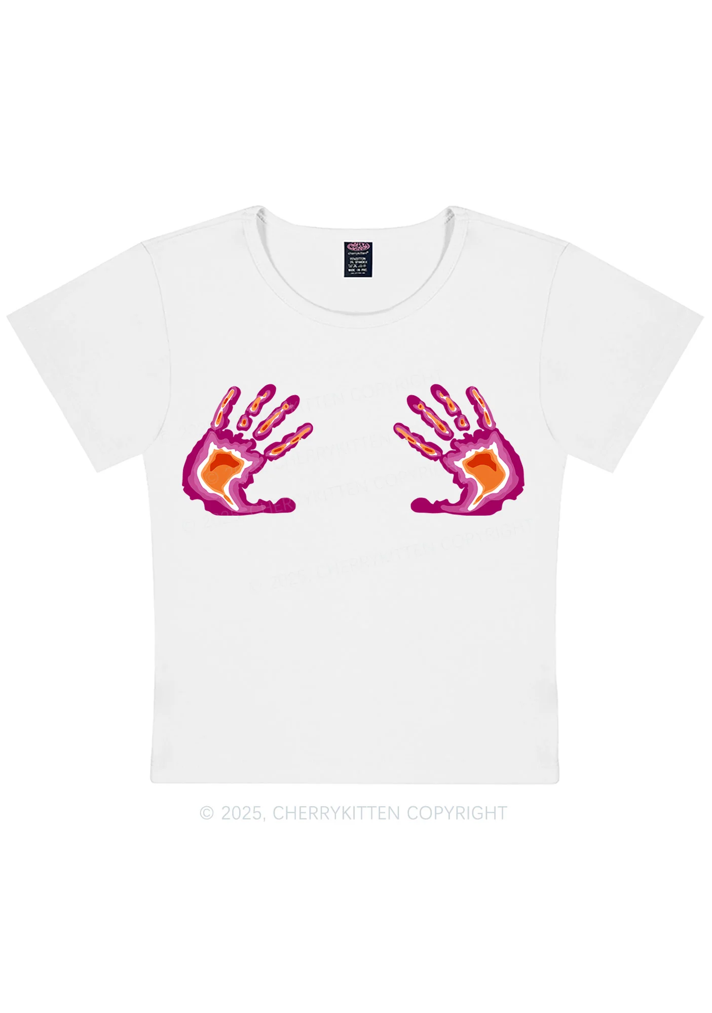 Lesbian Thermal Hands Y2K Baby Tee Cherrykitten - Image 5