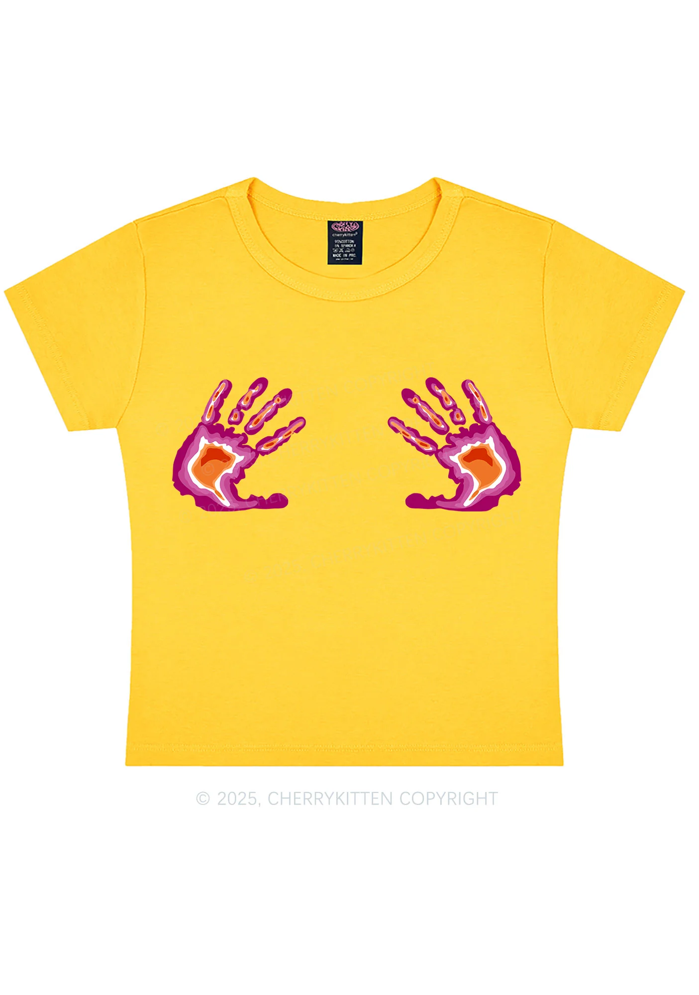Lesbian Thermal Hands Y2K Baby Tee Cherrykitten - Image 6