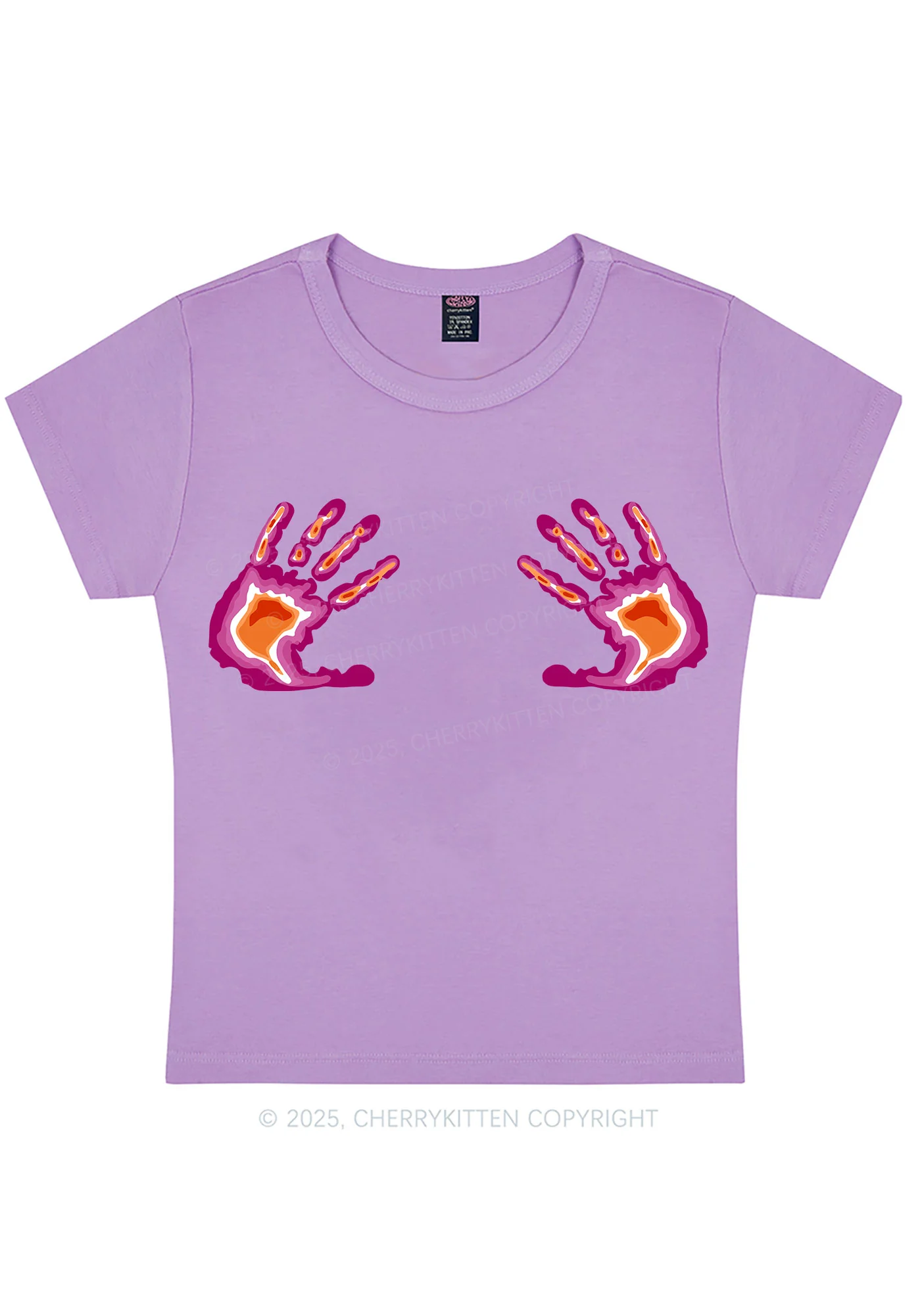 Lesbian Thermal Hands Y2K Baby Tee Cherrykitten - Image 7