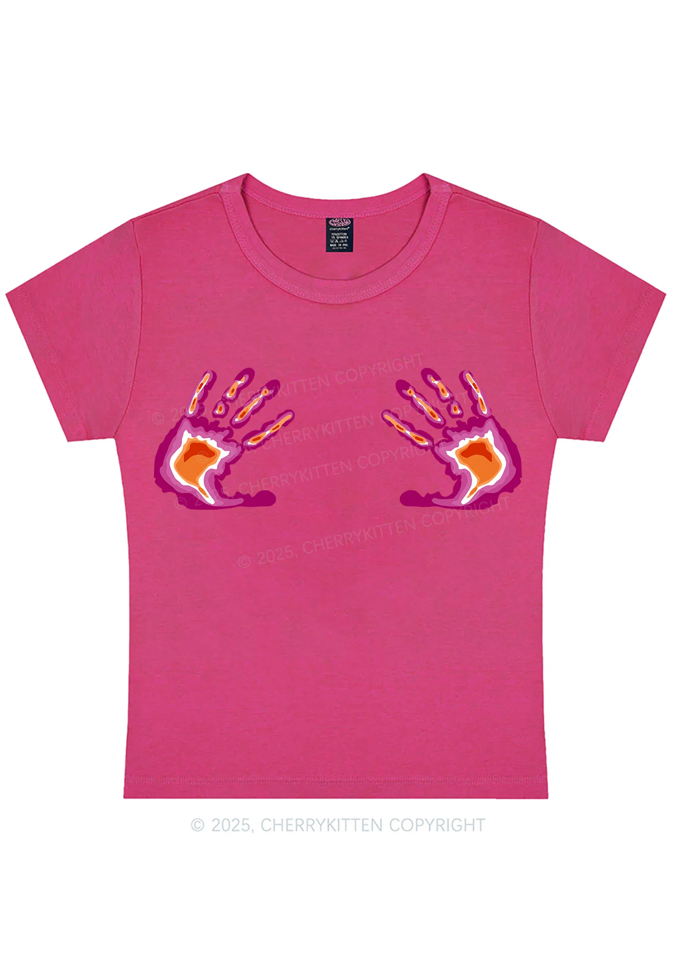 Lesbian Thermal Hands Y2K Baby Tee Cherrykitten - Image 8