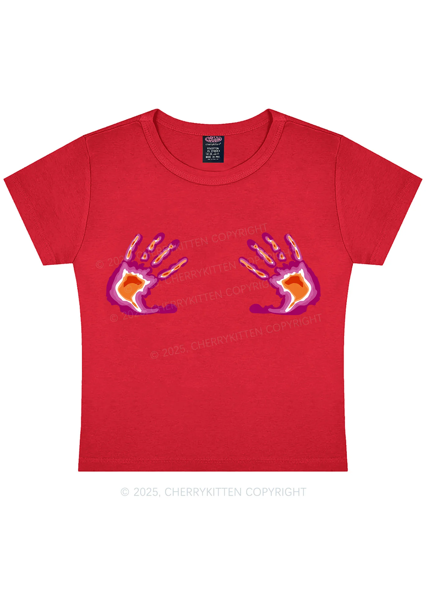 Lesbian Thermal Hands Y2K Baby Tee Cherrykitten - Image 9
