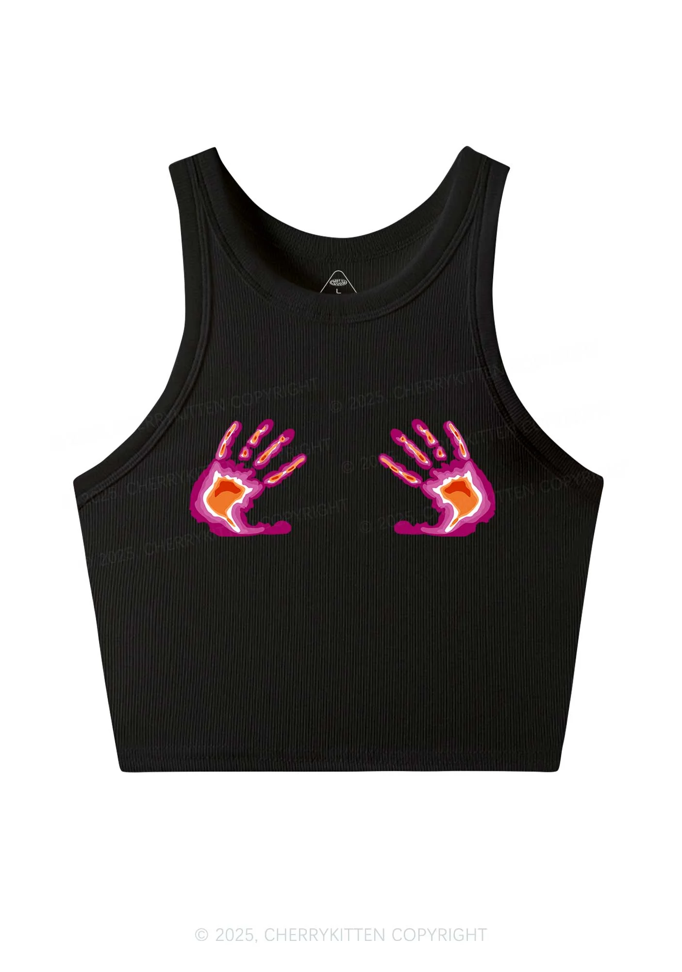 Lesbian Thermal Hands Y2K Crop Tank Top Cherrykitten - Image 3