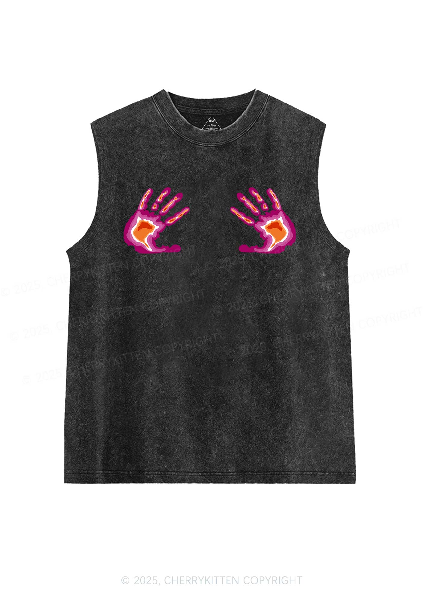 Lesbian Thermal Hands Y2K Washed Muscle Tank Cherrykitten - Image 3