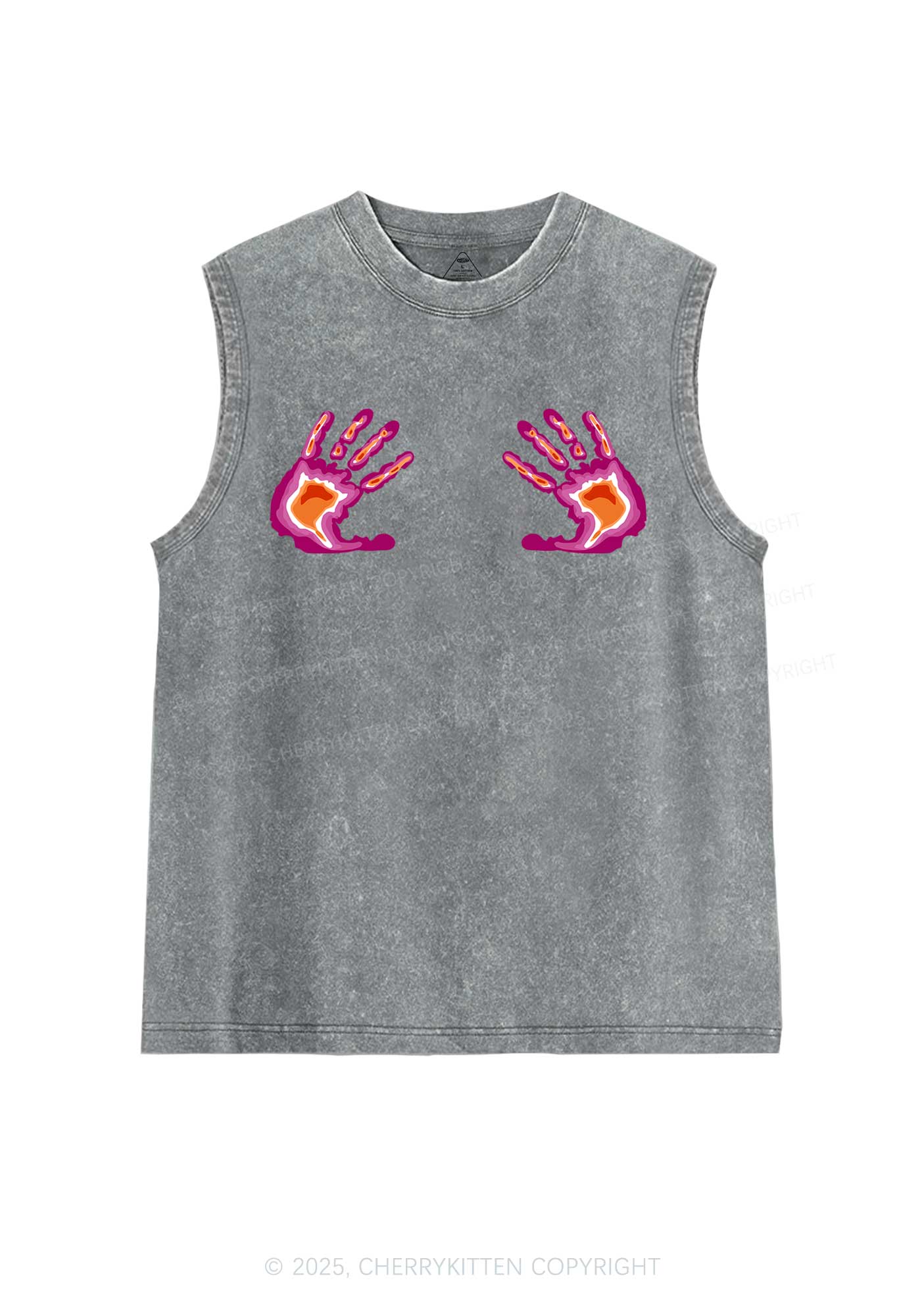 Lesbian Thermal Hands Y2K Washed Muscle Tank Cherrykitten - Image 5