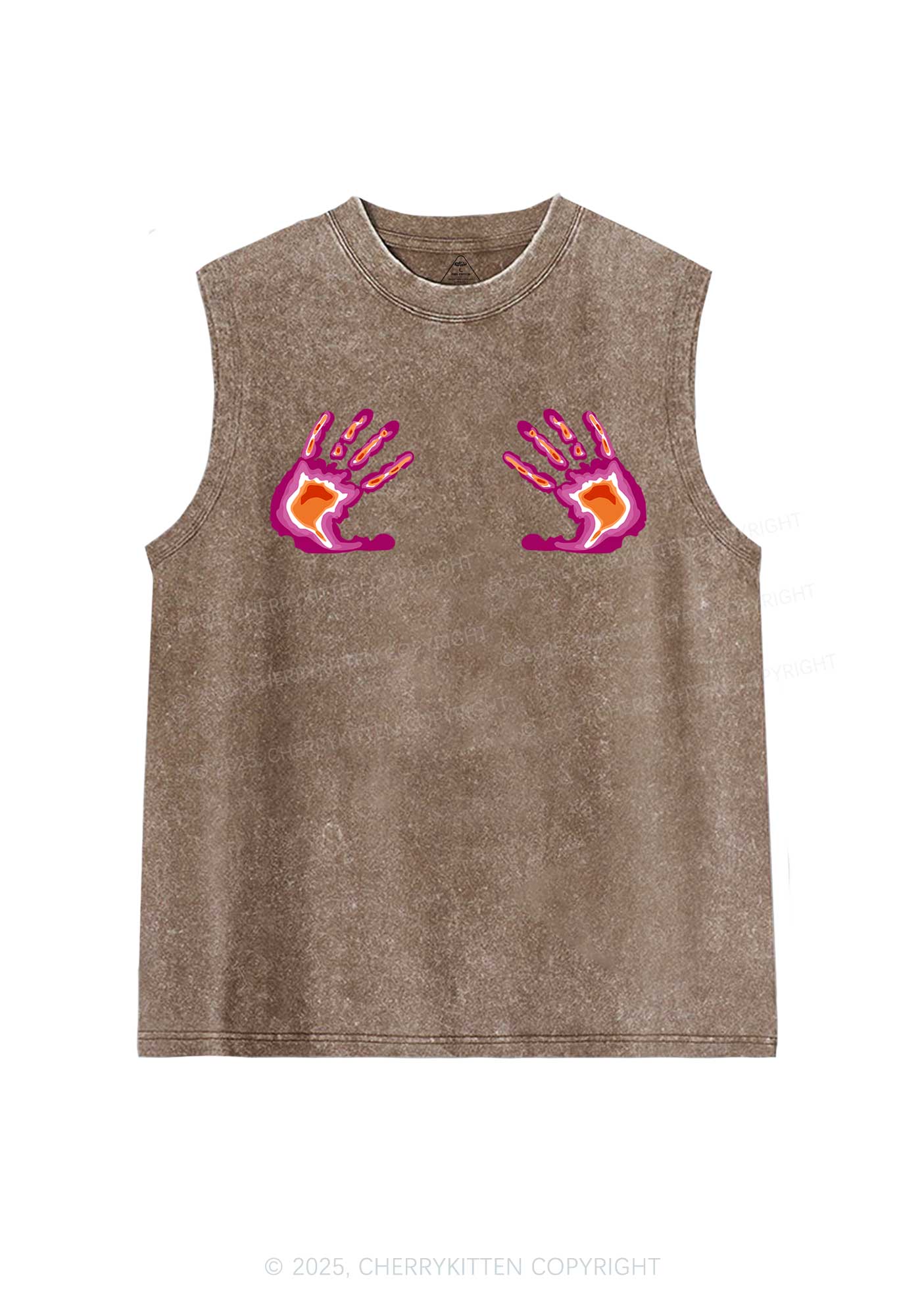 Lesbian Thermal Hands Y2K Washed Muscle Tank Cherrykitten - Image 6