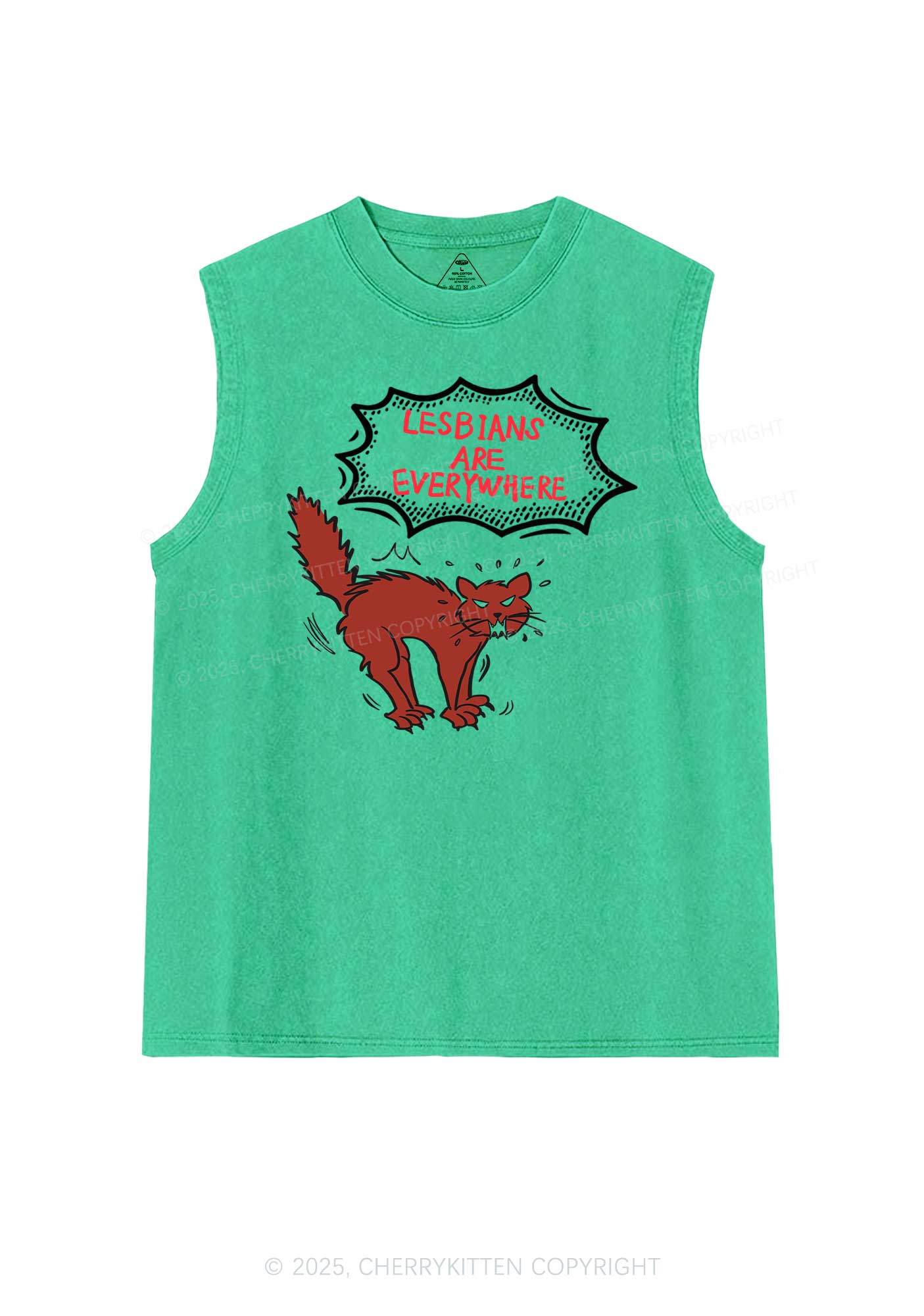 Lesbians Are Everywhere Pride Y2K Washed Muscle Tank Cherrykitten - Image 7