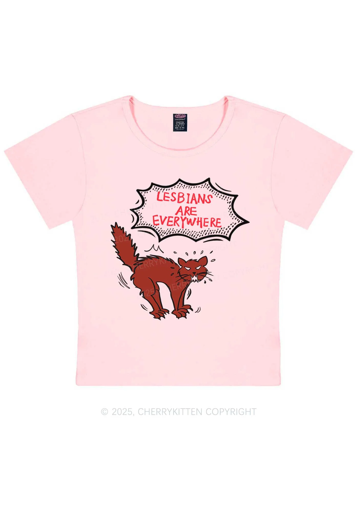 Lesbians Are Everywhere Y2K Baby Tee Cherrykitten - Image 11