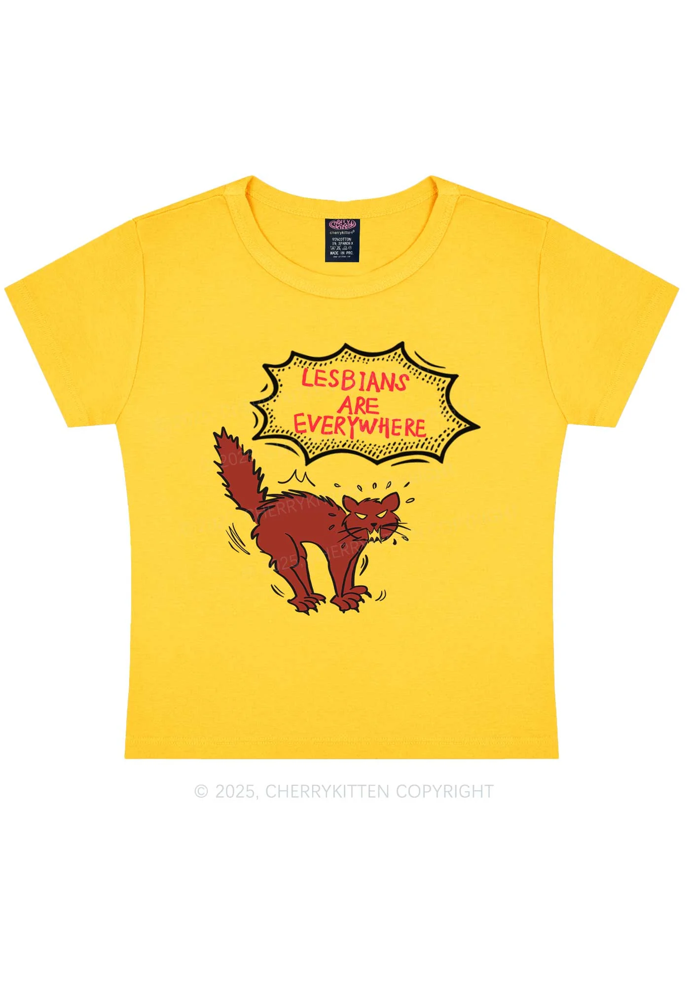 Lesbians Are Everywhere Y2K Baby Tee Cherrykitten - Image 4