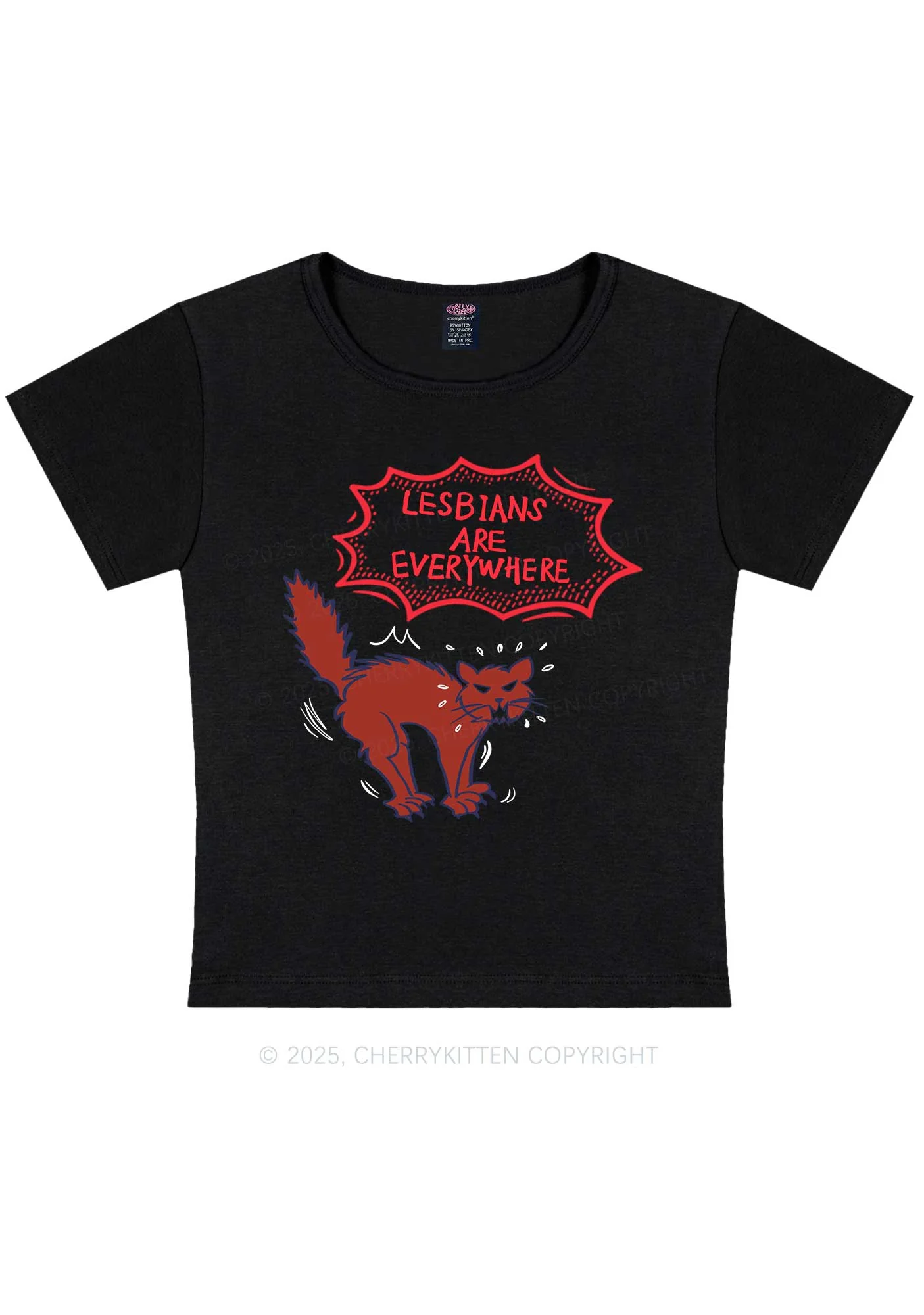 Lesbians Are Everywhere Y2K Baby Tee Cherrykitten - Image 5