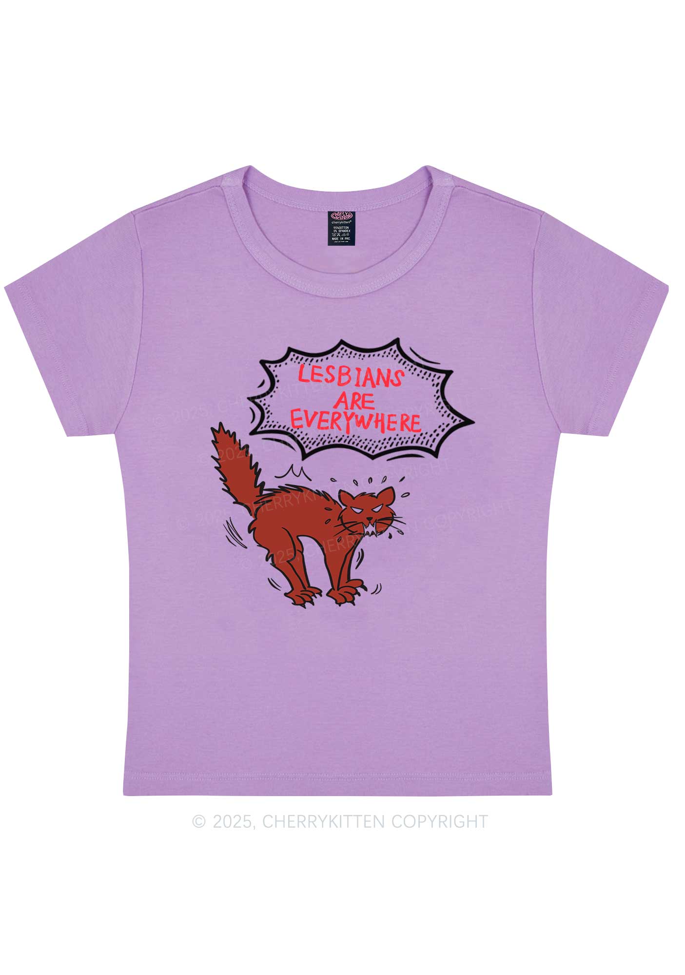 Lesbians Are Everywhere Y2K Baby Tee Cherrykitten - Image 6