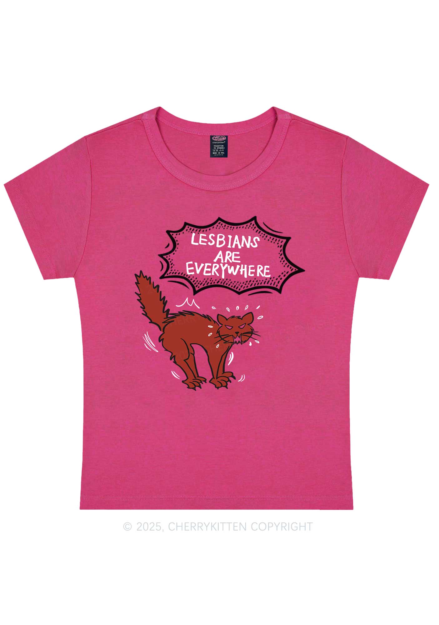 Lesbians Are Everywhere Y2K Baby Tee Cherrykitten - Image 7