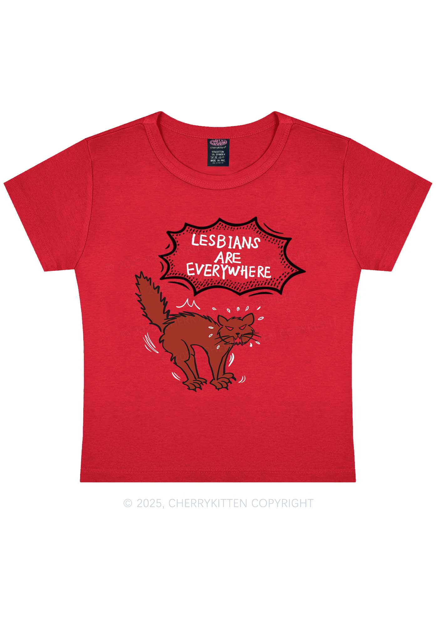 Lesbians Are Everywhere Y2K Baby Tee Cherrykitten - Image 8