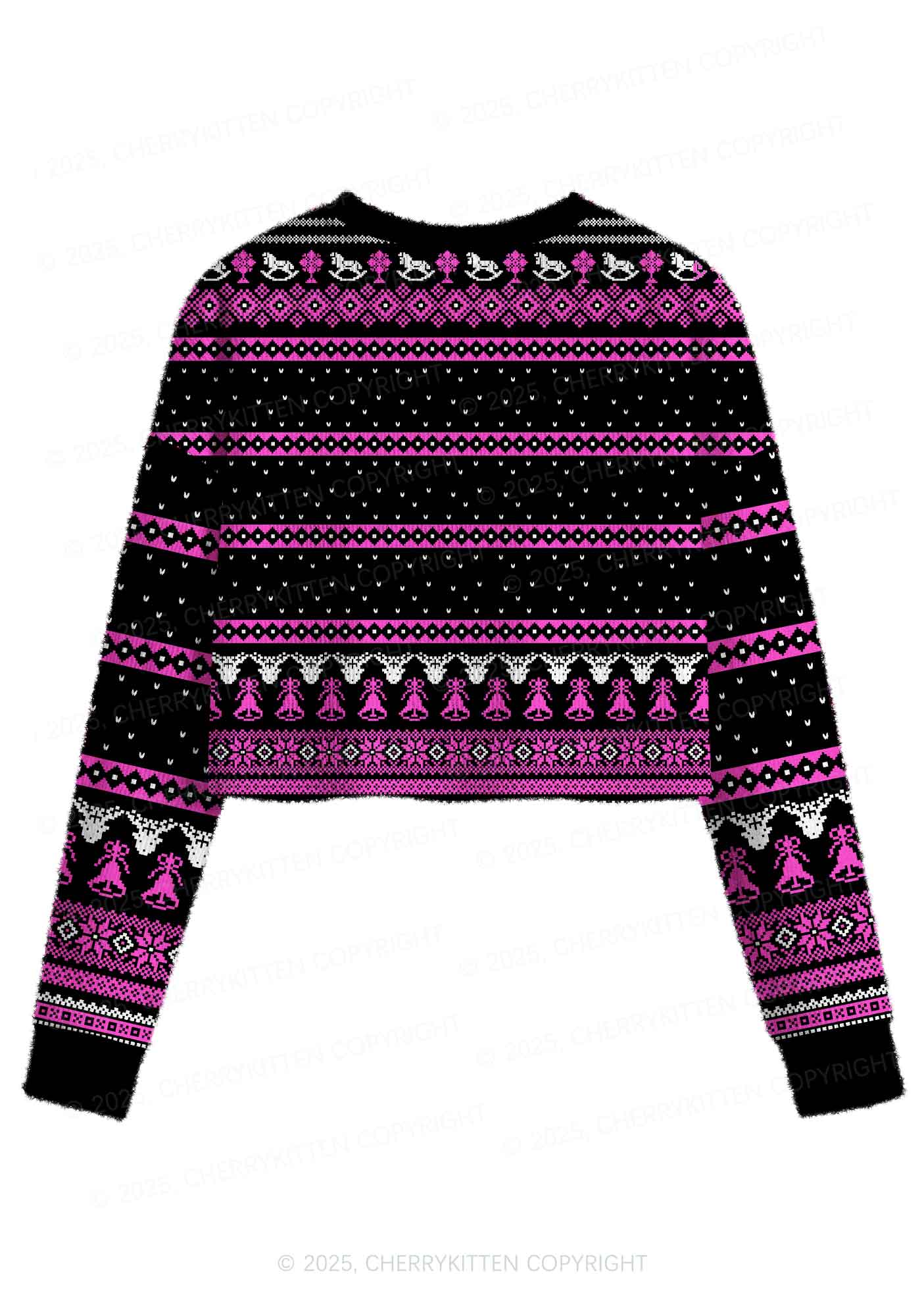 Lesbians Do It Better Pride Y2K Christmas Crop Knit Sweatshirt Cherrykitten - Image 2