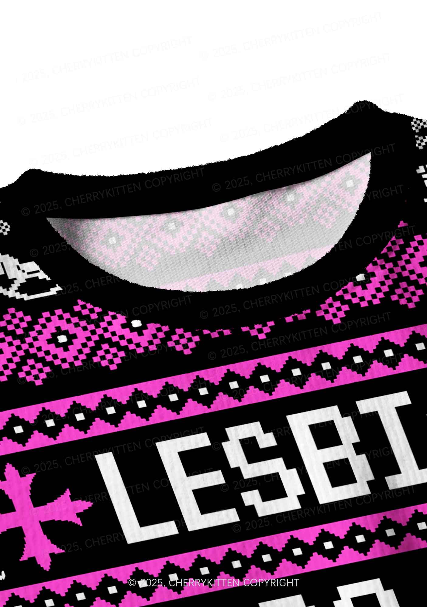 Lesbians Do It Better Pride Y2K Christmas Crop Knit Sweatshirt Cherrykitten - Image 4