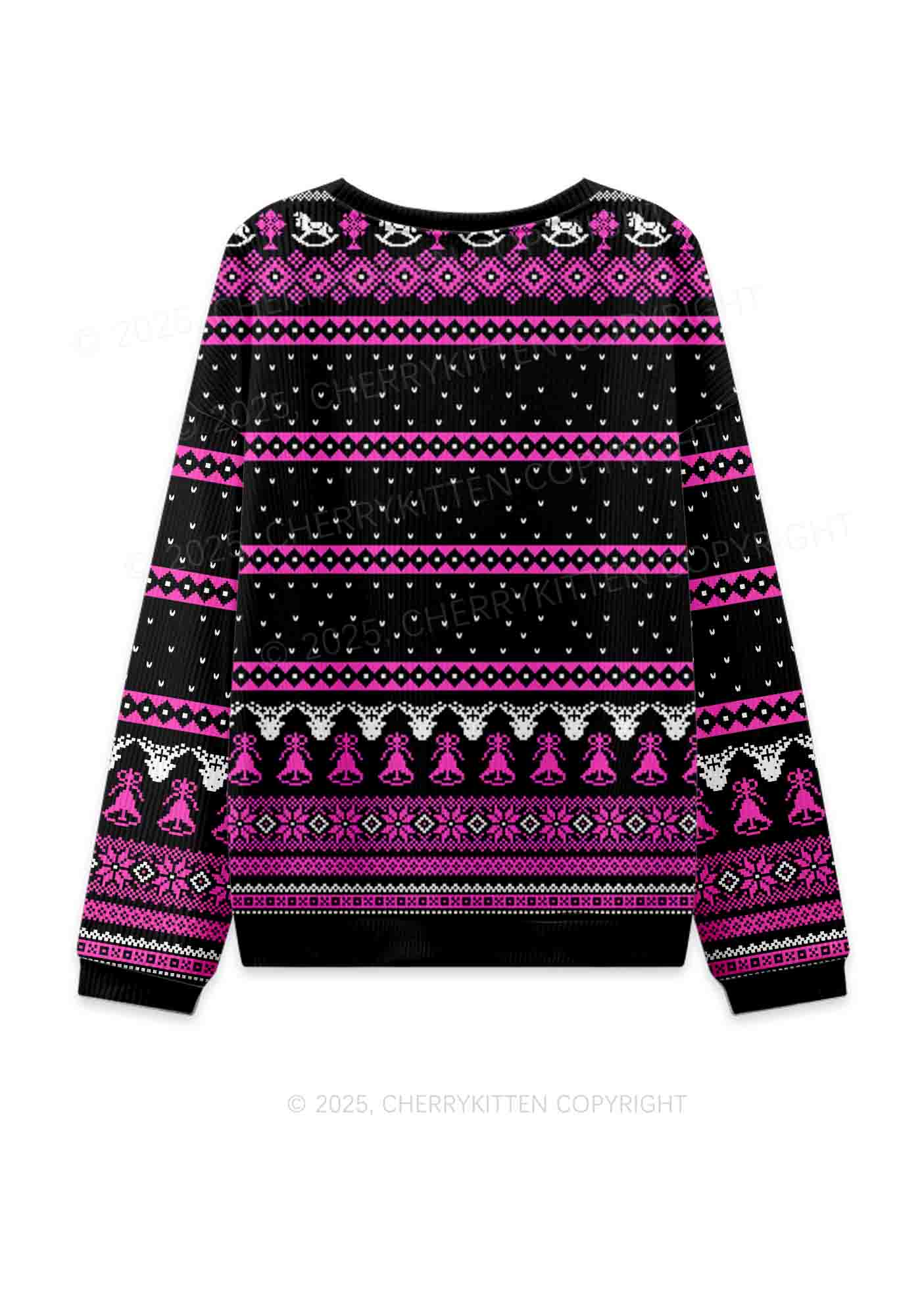Lesbians Do It Better Pride Y2K Christmas Knit Sweatshirt Cherrykitten - Image 2
