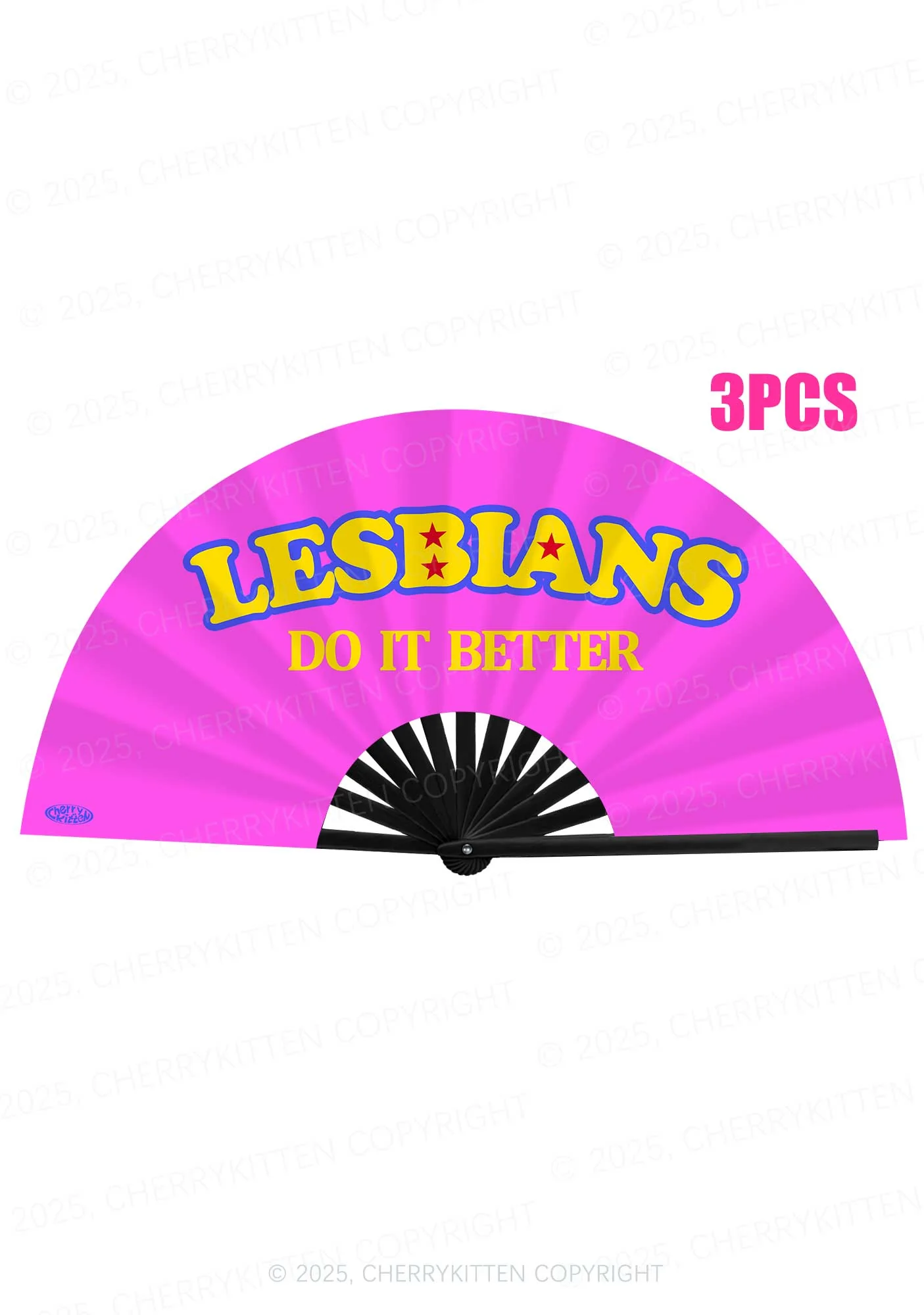 Lesbians Do It Better Pride Y2K Rave Hand Fan Cherrykitten - Image 3