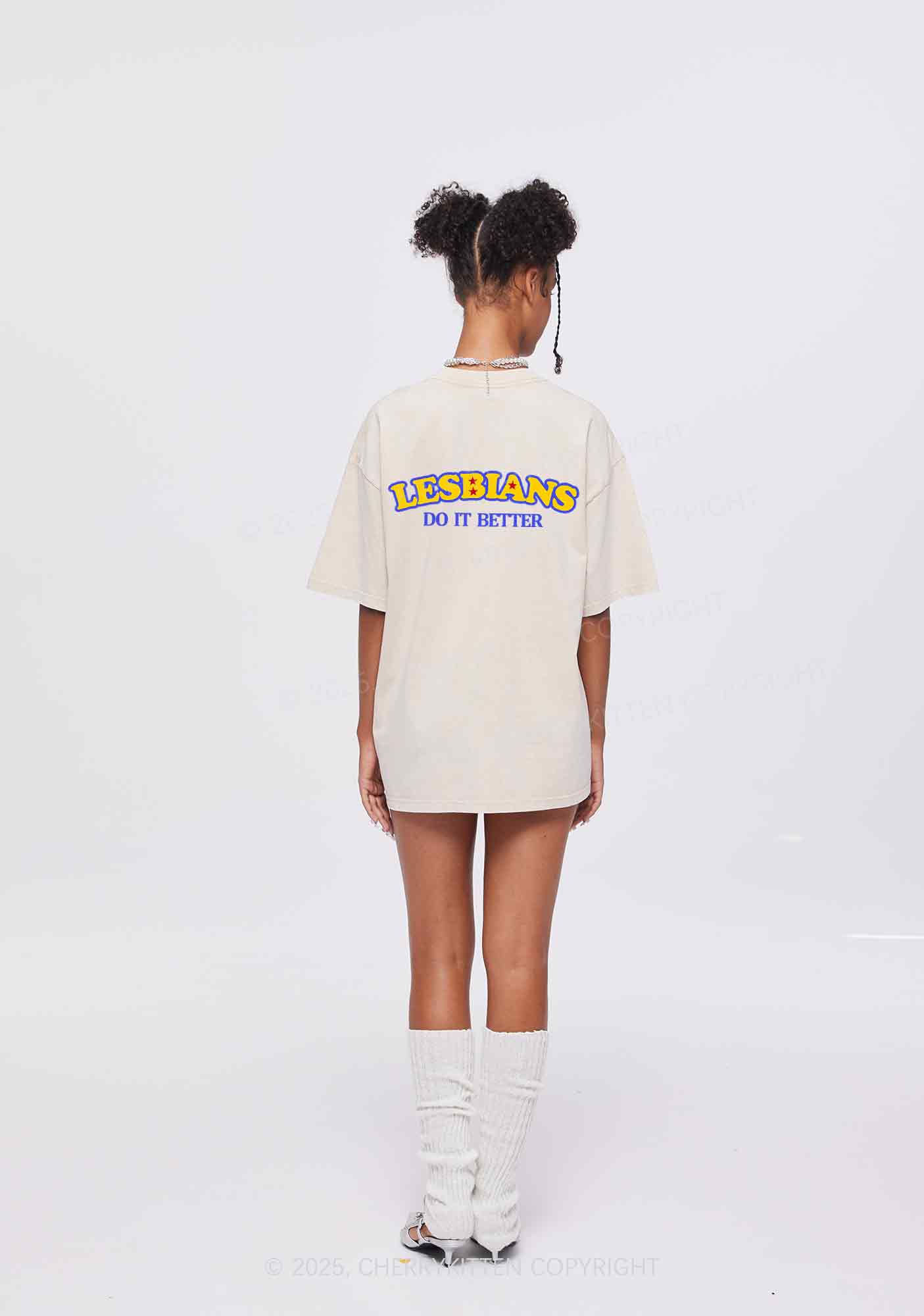 Lesbians Do It Better Two Sides Y2K Shirts Washed Tee Cherrykitten - Image 3