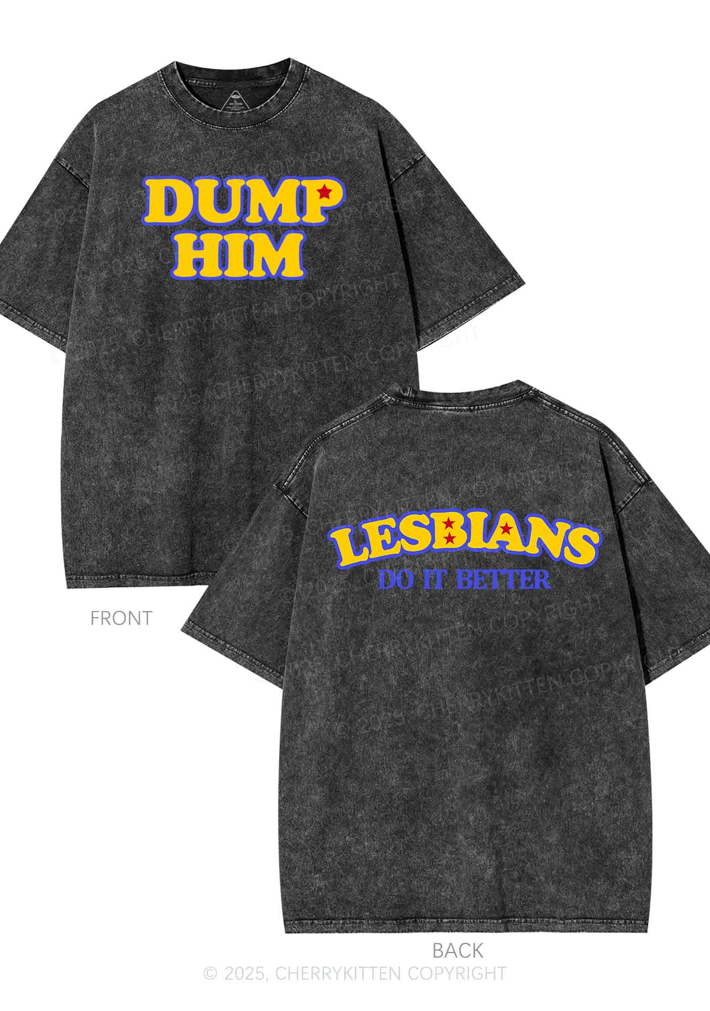 Lesbians Do It Better Two Sides Y2K Shirts Washed Tee Cherrykitten - Image 4