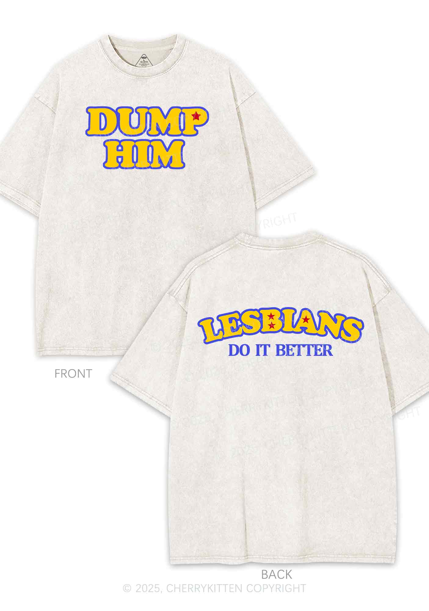 Lesbians Do It Better Two Sides Y2K Shirts Washed Tee Cherrykitten - Image 6