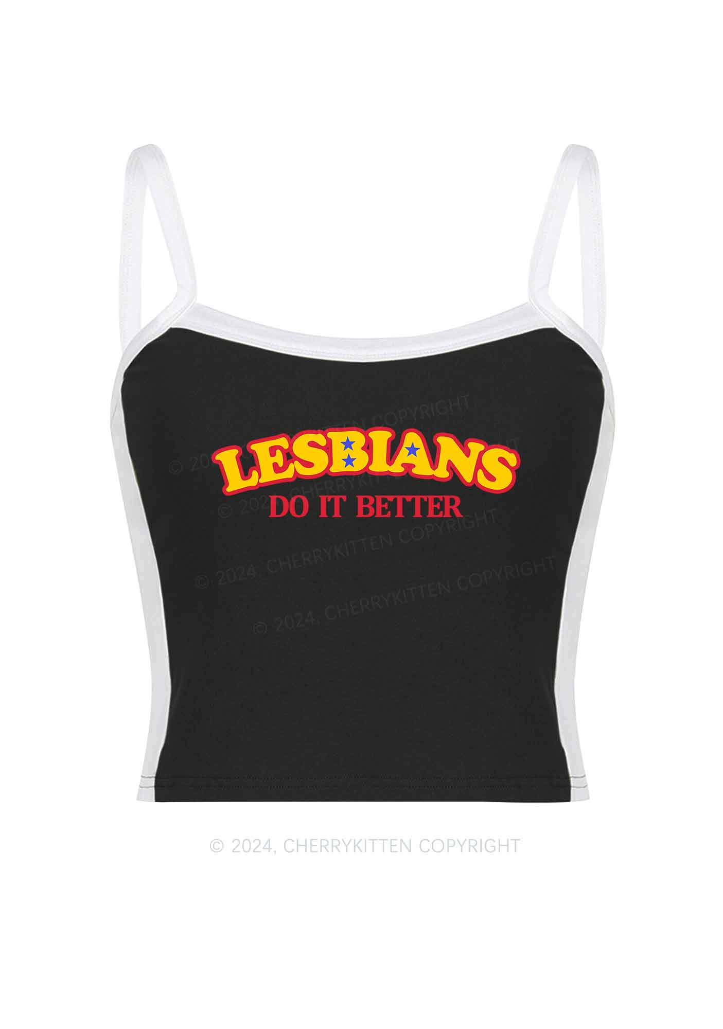 Lesbians Do It Better Y2K Color Block Crop Cami Top Cherrykitten - Image 3