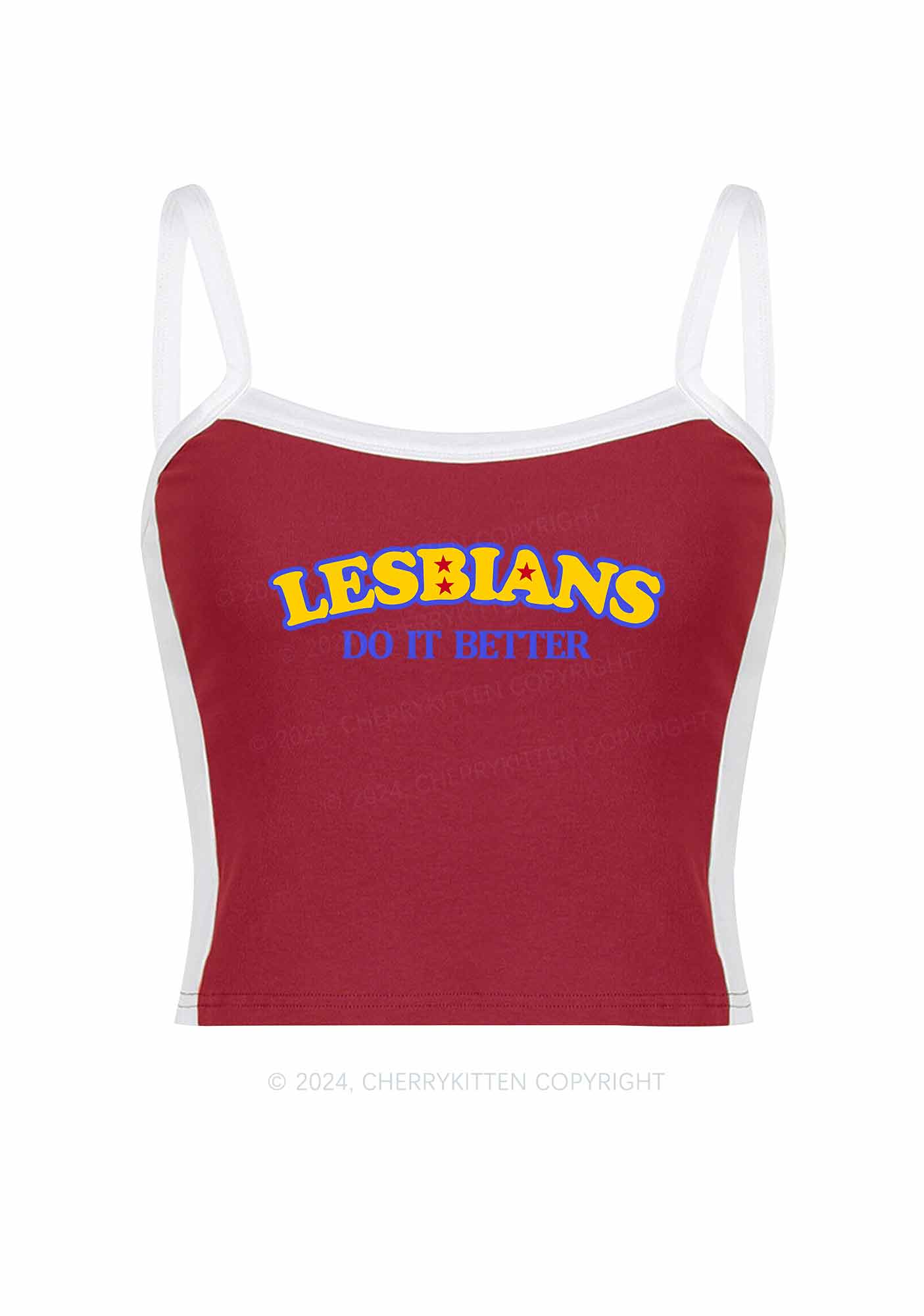Lesbians Do It Better Y2K Color Block Crop Cami Top Cherrykitten - Image 4