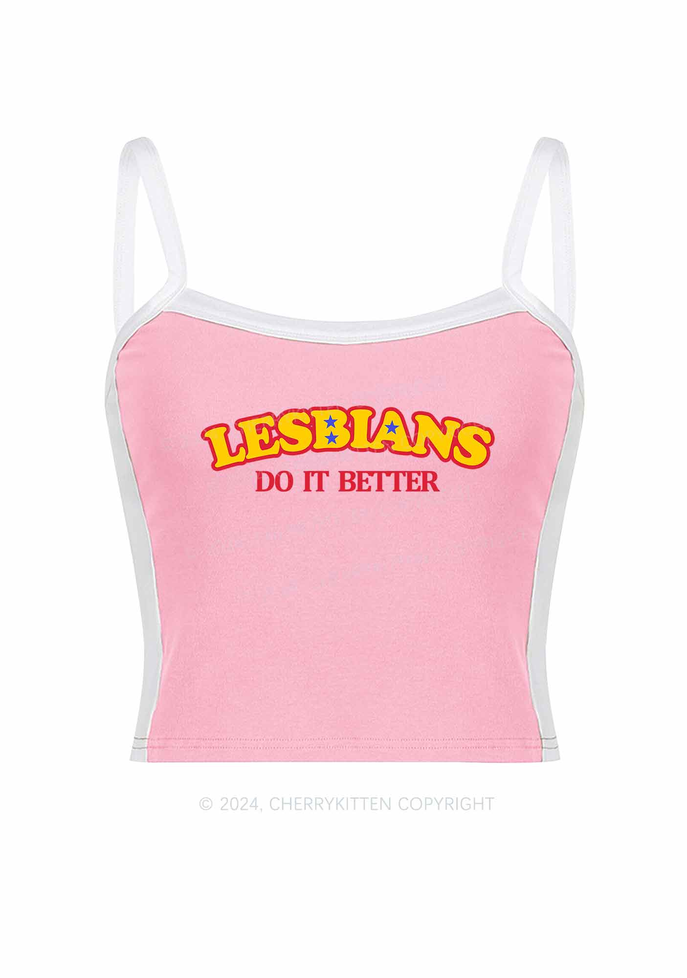 Lesbians Do It Better Y2K Color Block Crop Cami Top Cherrykitten - Image 5