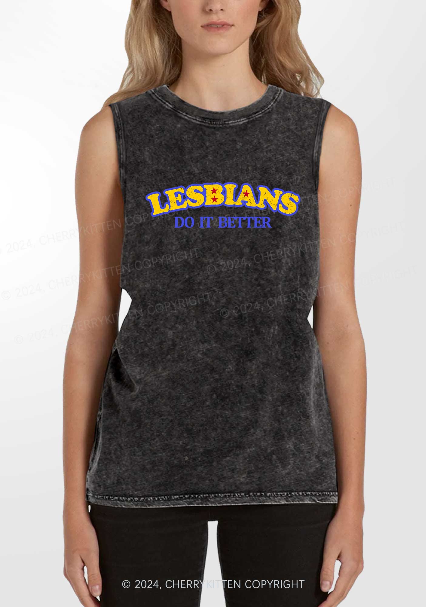 Lesbians Do It Better Y2K Washed Tank Cherrykitten - Image 2