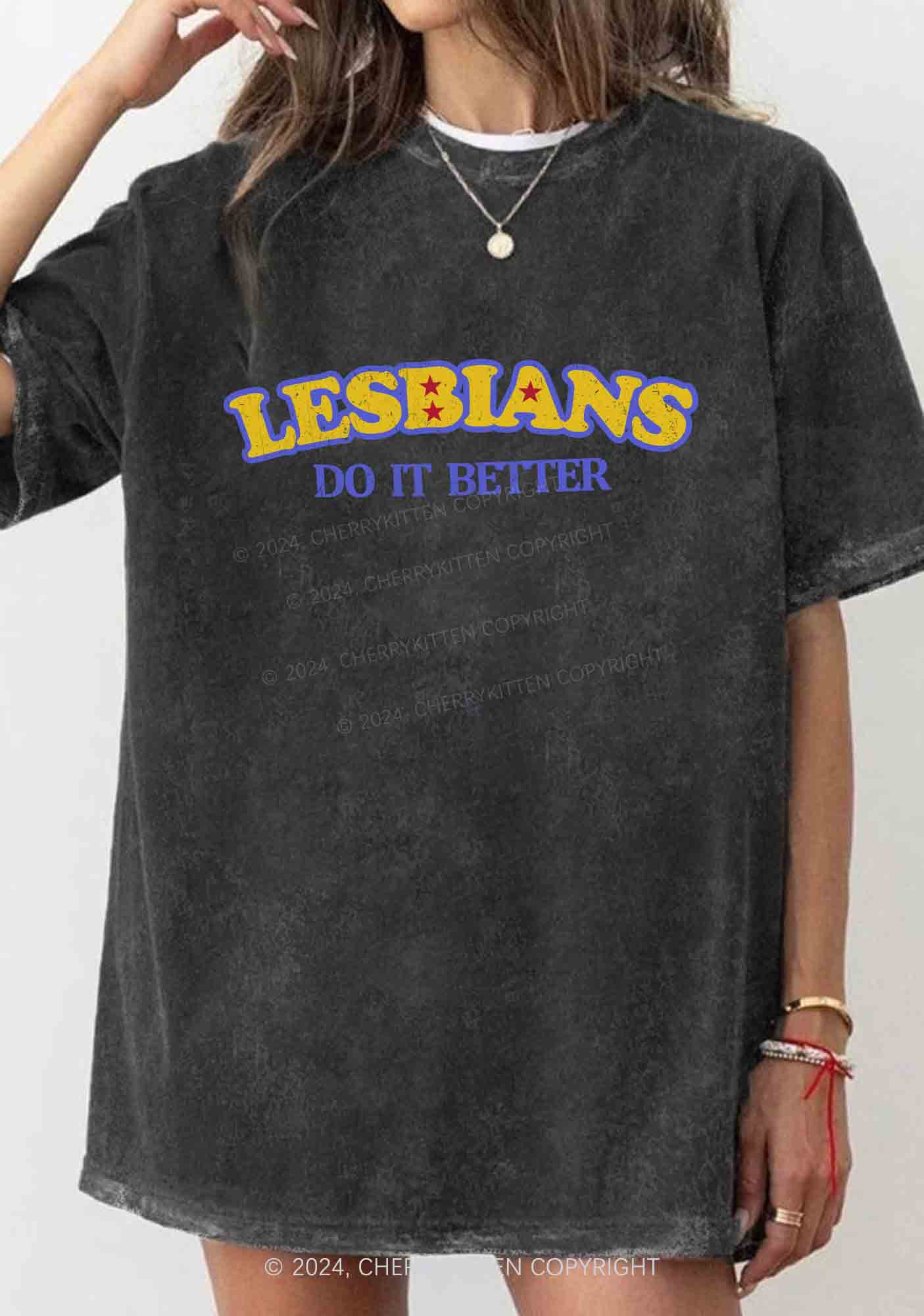 Lesbians Do It Better Y2K Washed Tee Cherrykitten - Image 2