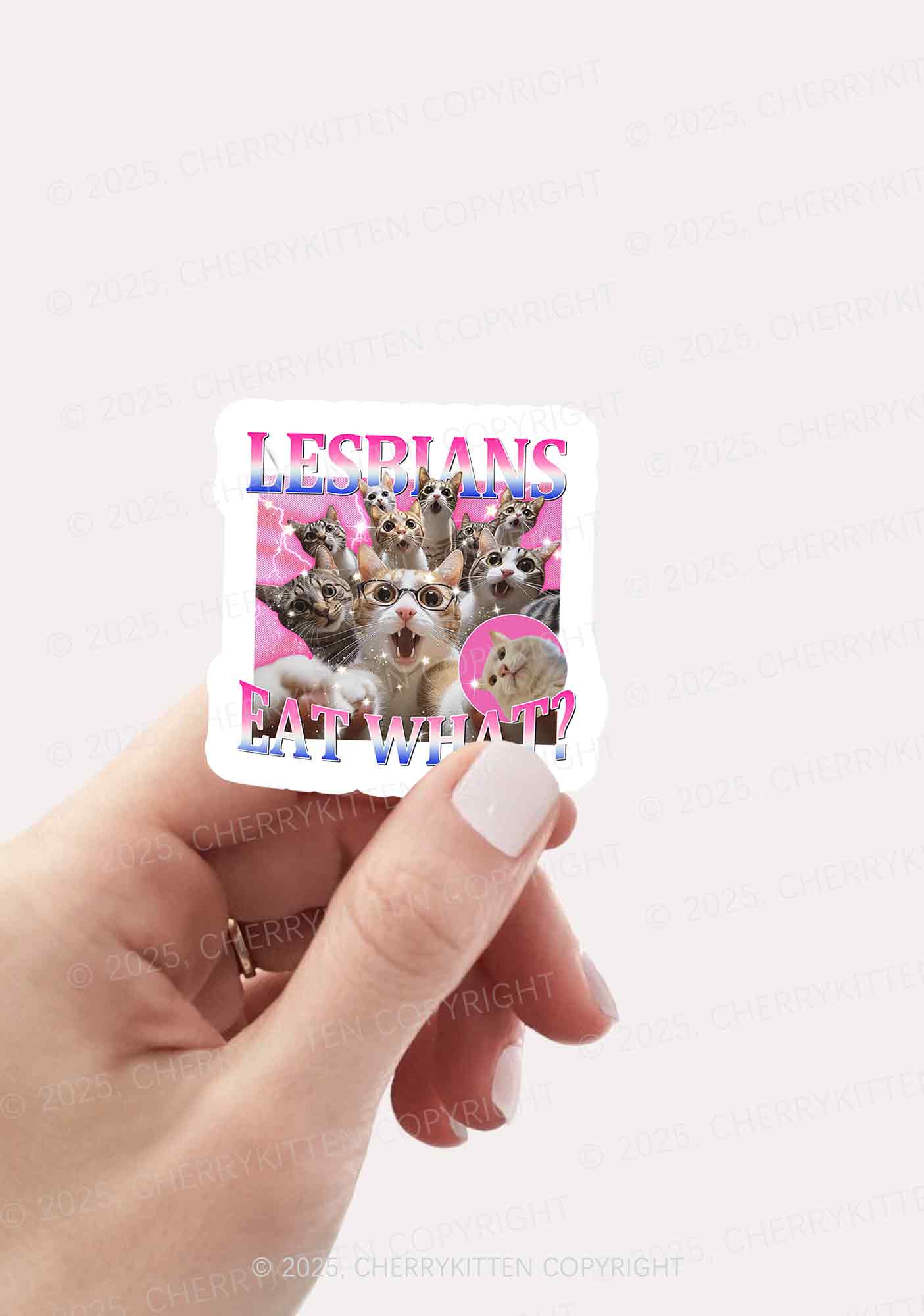 Lesbians Eat What Cat Pride 1Pc Y2K Sticker Cherrykitten - Image 2