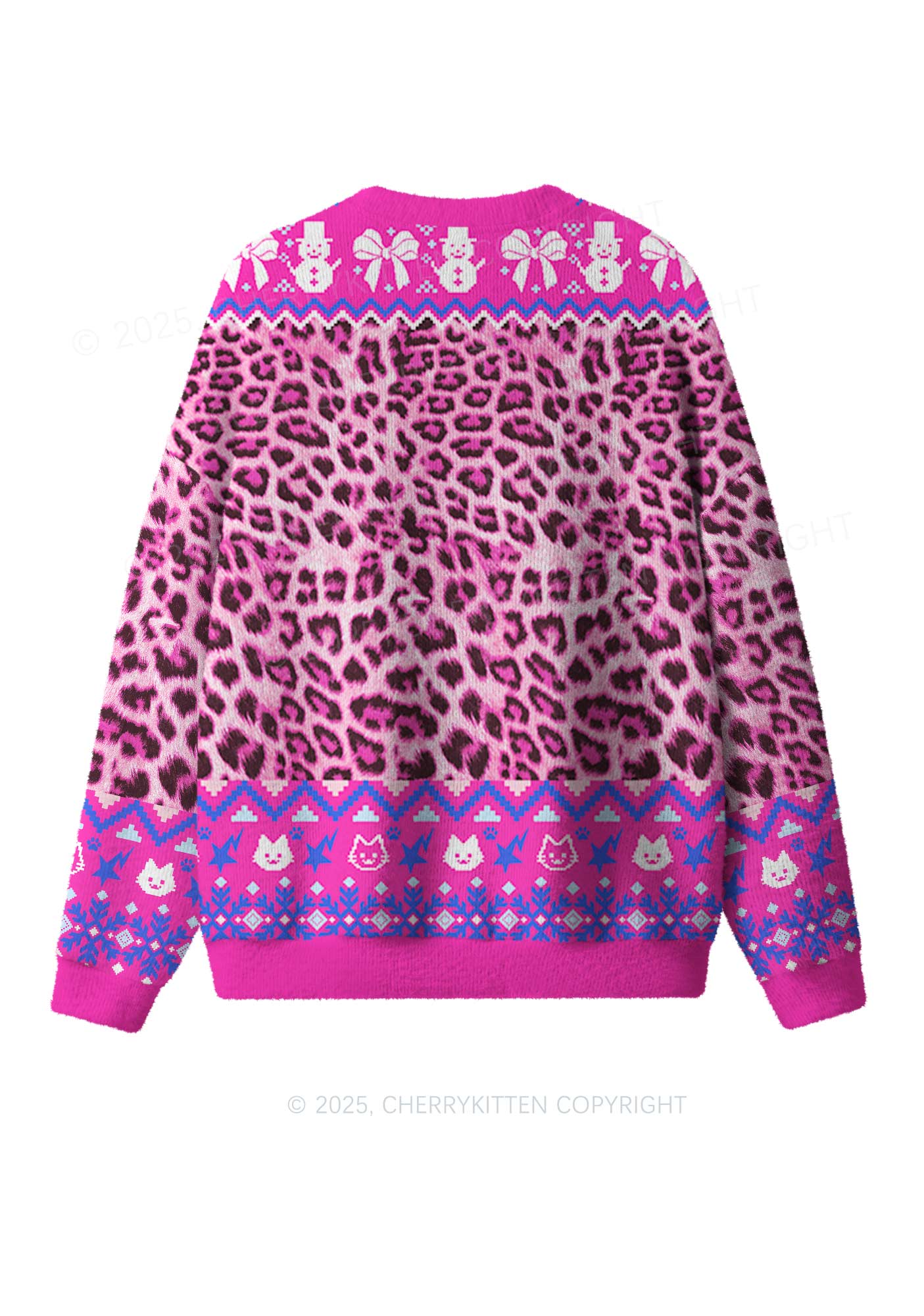 Lesbians Eat What Cat Pride Y2K Christmas Knit Sweatshirt Cherrykitten - Image 3