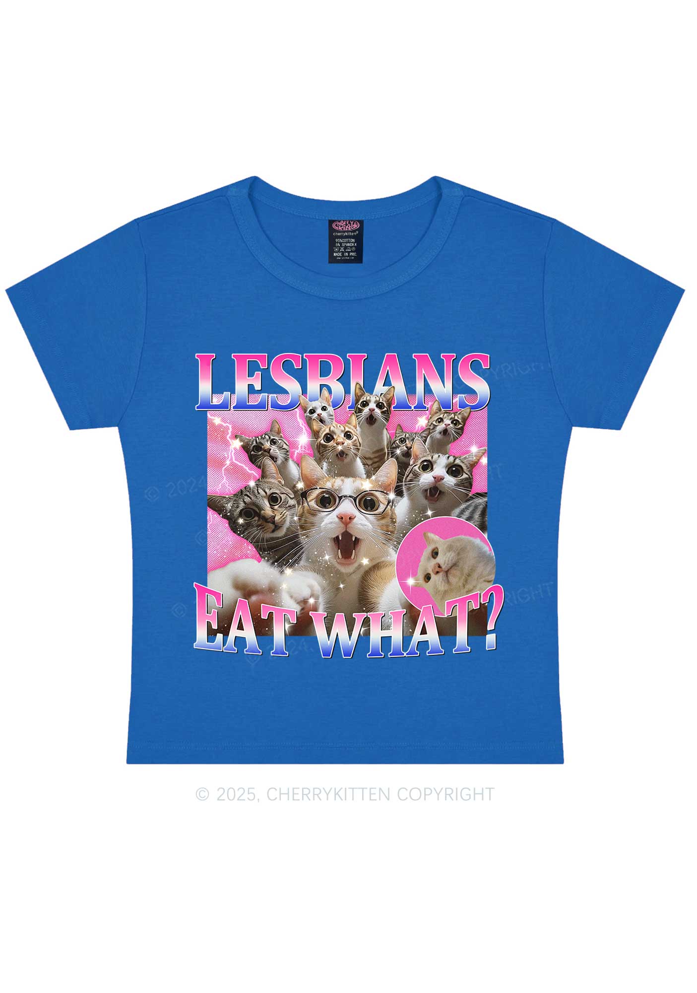 Lesbians Eat What Cat Y2K Baby Tee Cherrykitten - Image 8