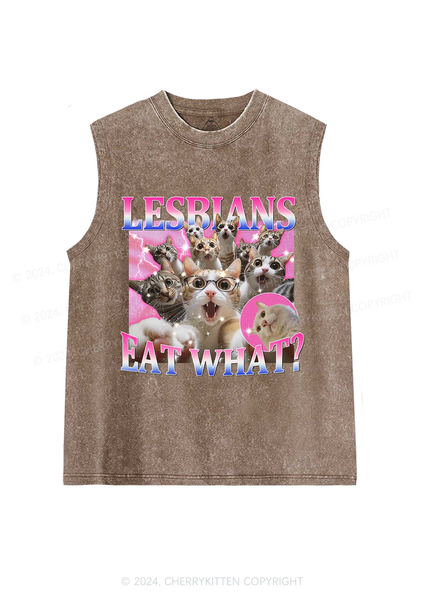 Lesbians Eat What Cat Y2K Washed Tank Cherrykitten - Image 6
