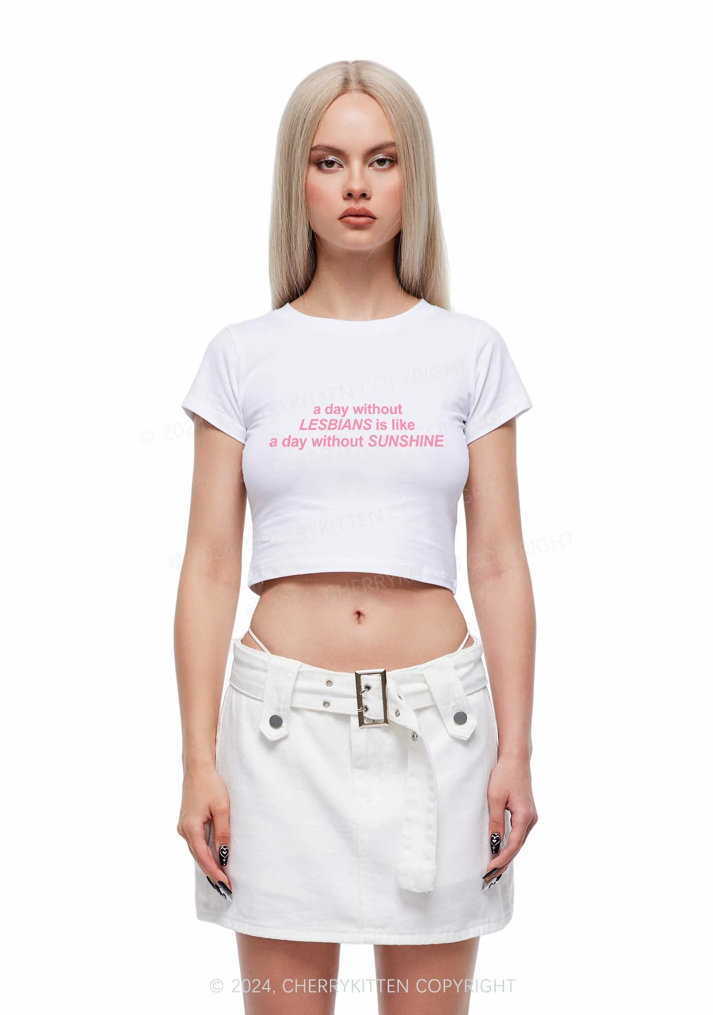 Lesbians Sunshine Y2K Baby Tee Cherrykitten - Image 3
