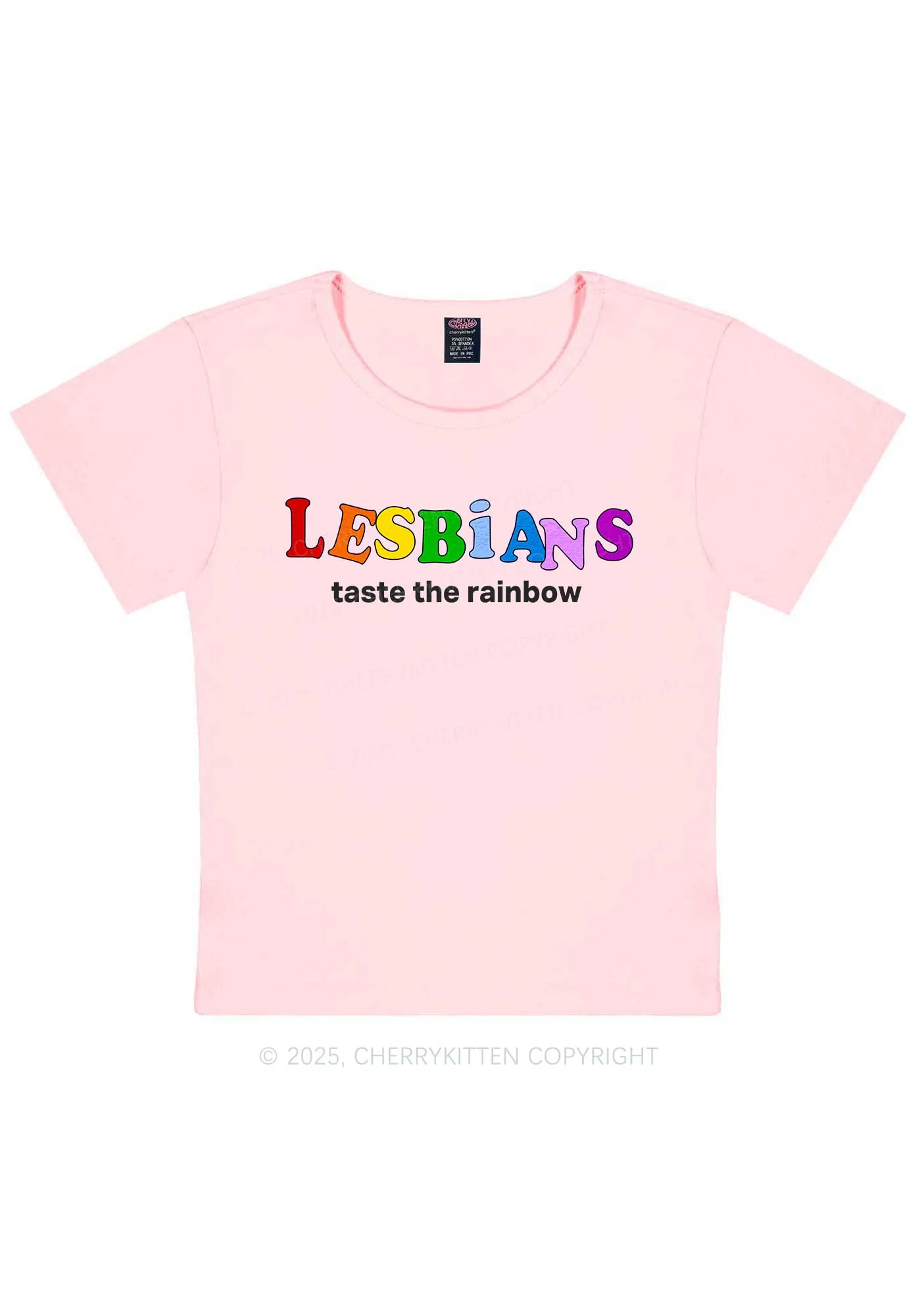 Lesbians Taste The Rainbow Y2K Baby Tee Cherrykitten - Image 11