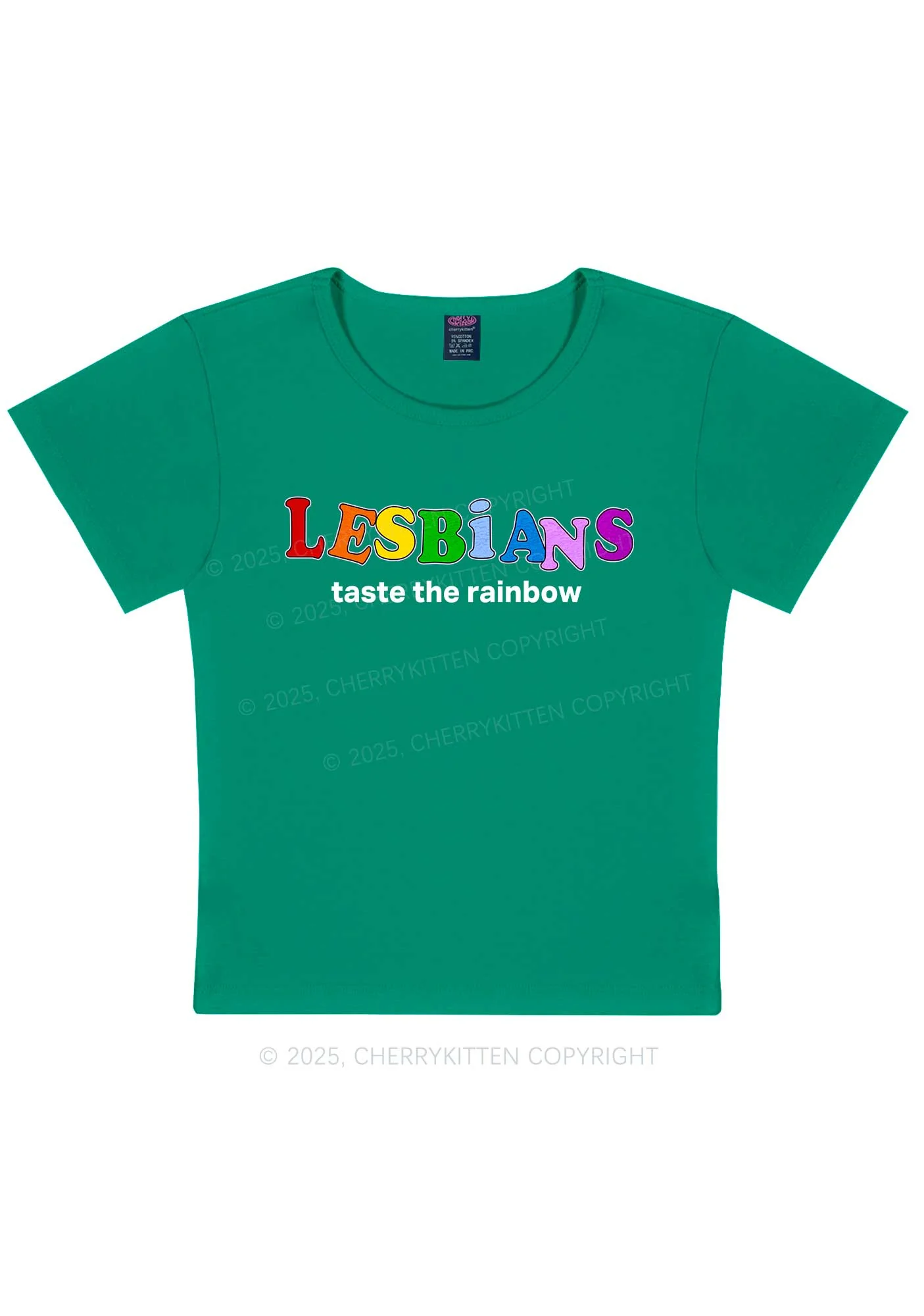 Lesbians Taste The Rainbow Y2K Baby Tee Cherrykitten - Image 12