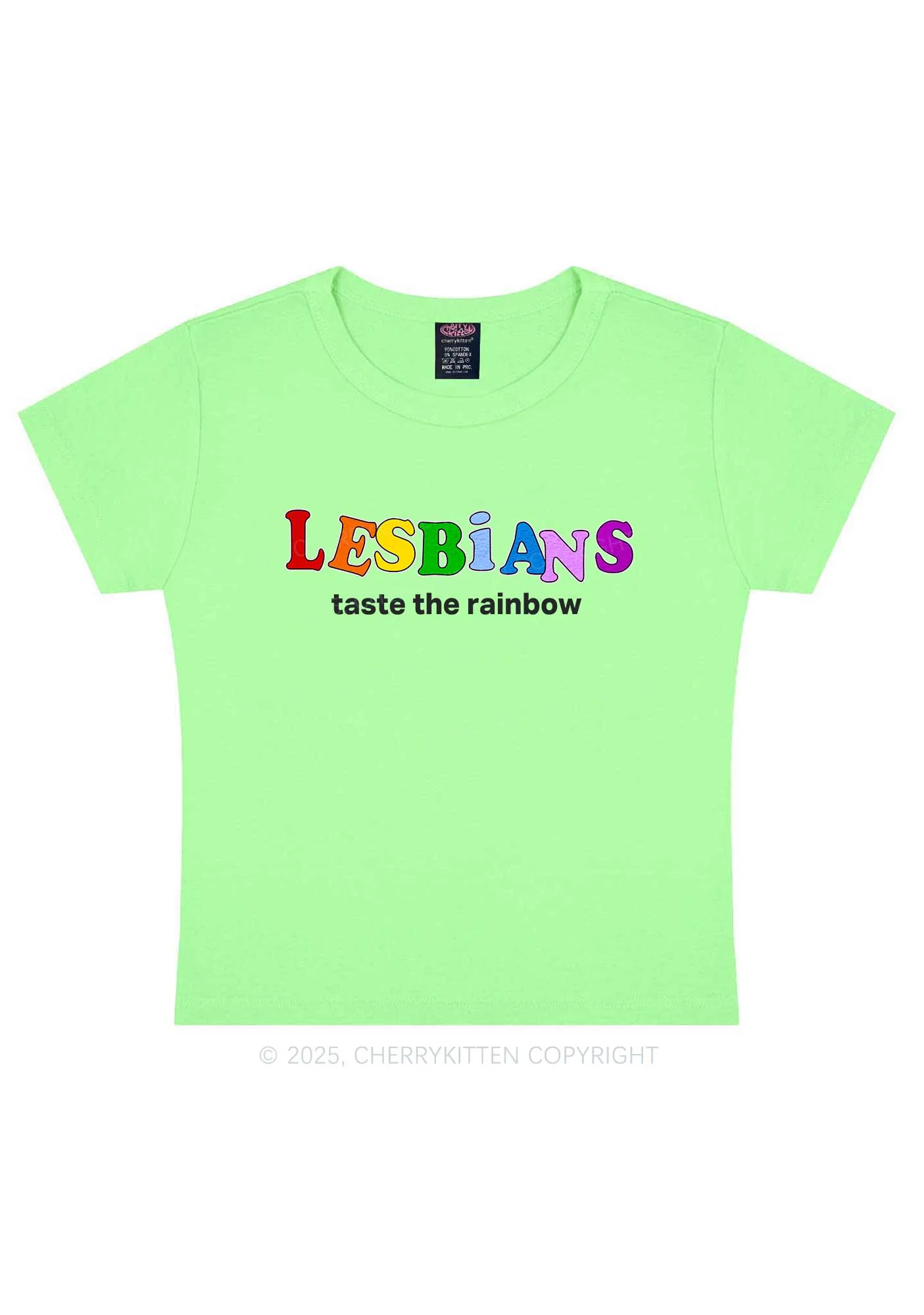 Lesbians Taste The Rainbow Y2K Baby Tee Cherrykitten - Image 13