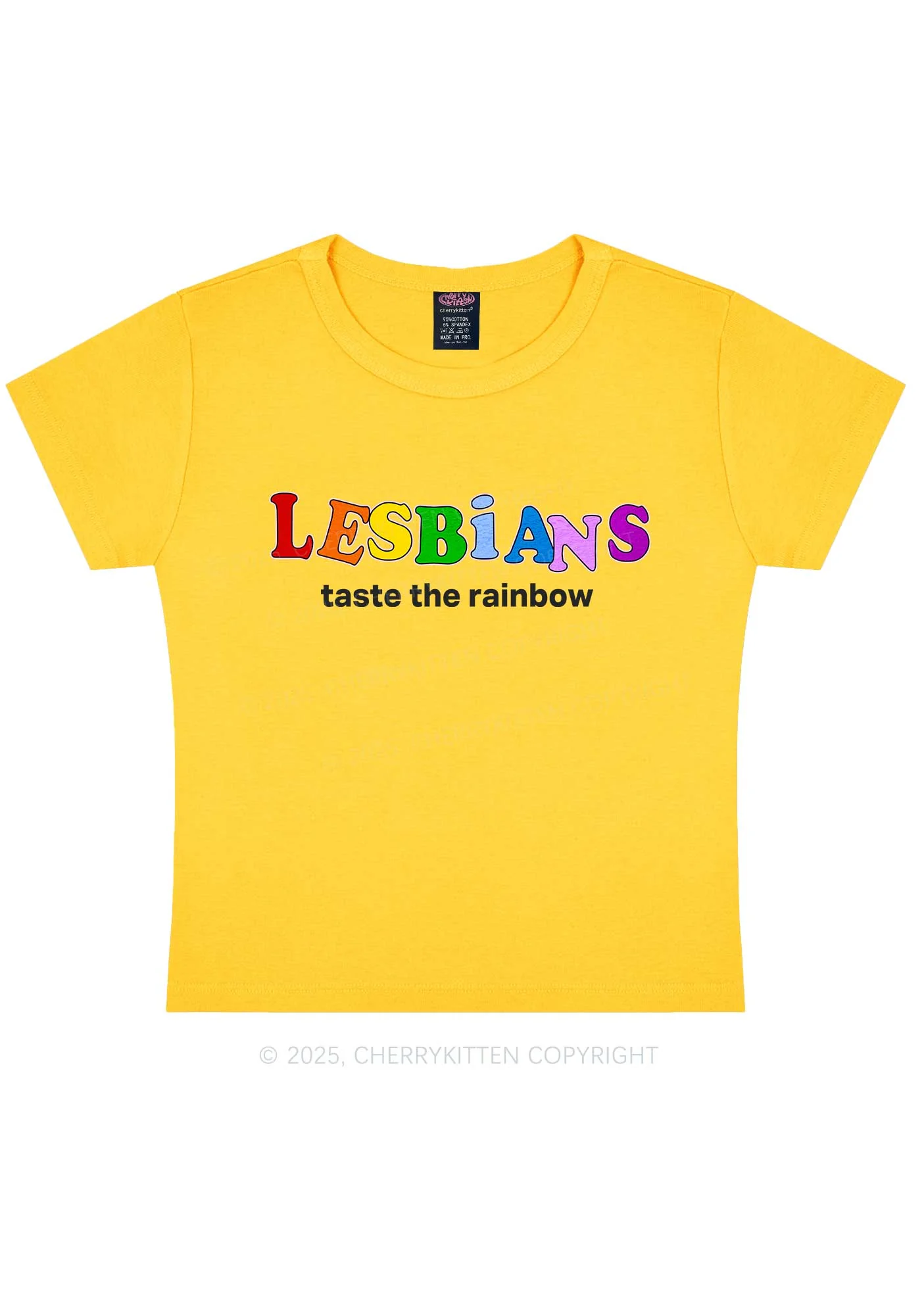 Lesbians Taste The Rainbow Y2K Baby Tee Cherrykitten - Image 5