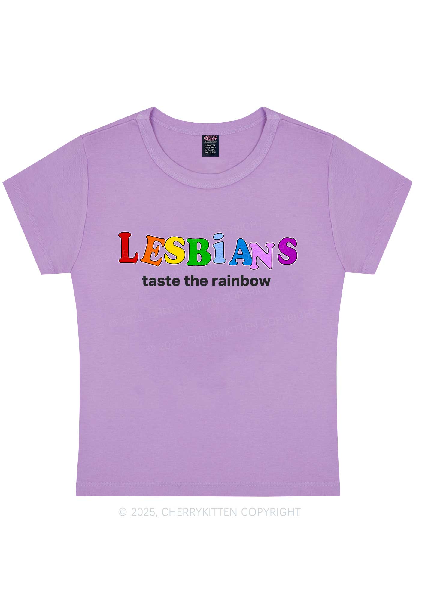 Lesbians Taste The Rainbow Y2K Baby Tee Cherrykitten - Image 6