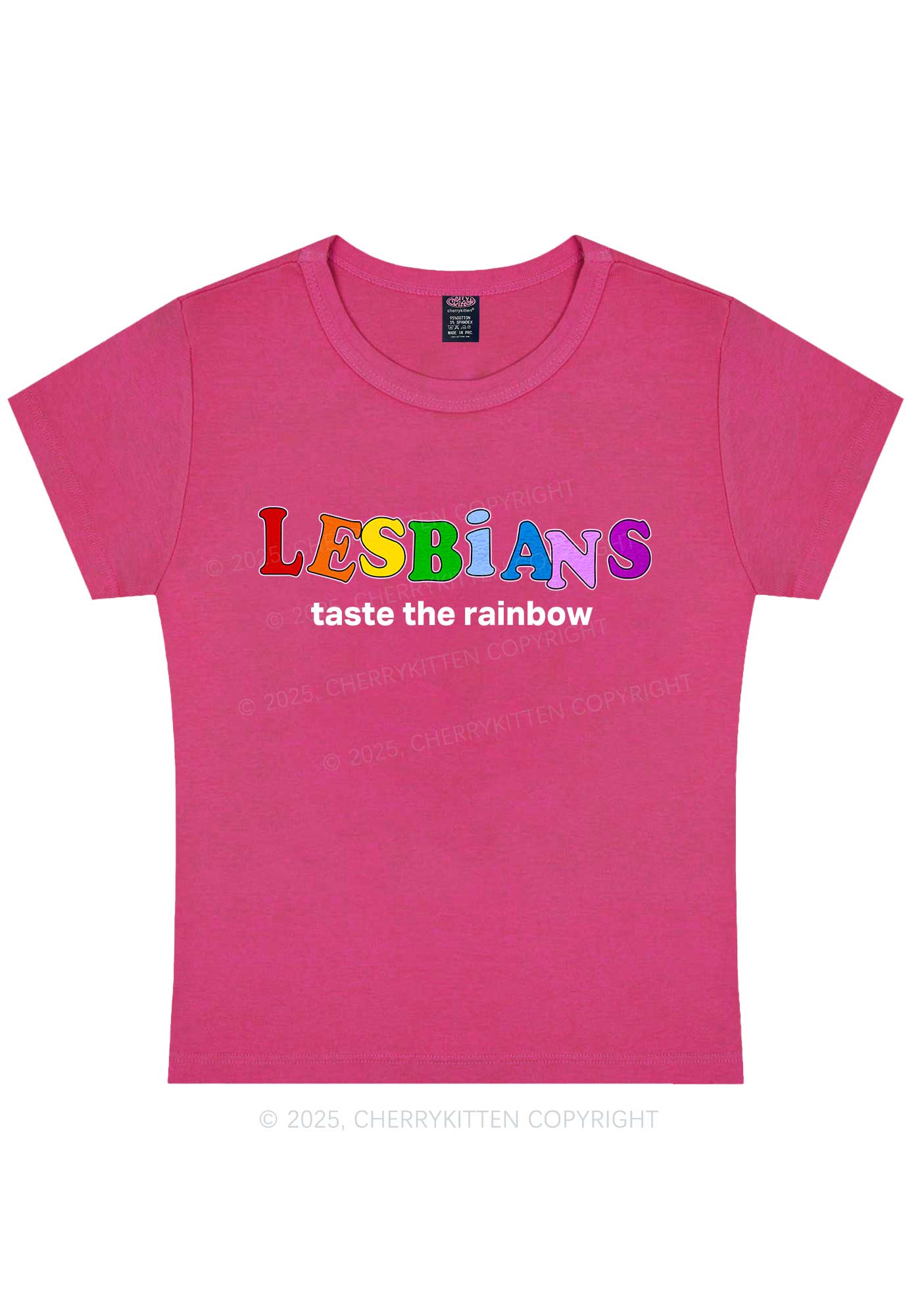 Lesbians Taste The Rainbow Y2K Baby Tee Cherrykitten - Image 7