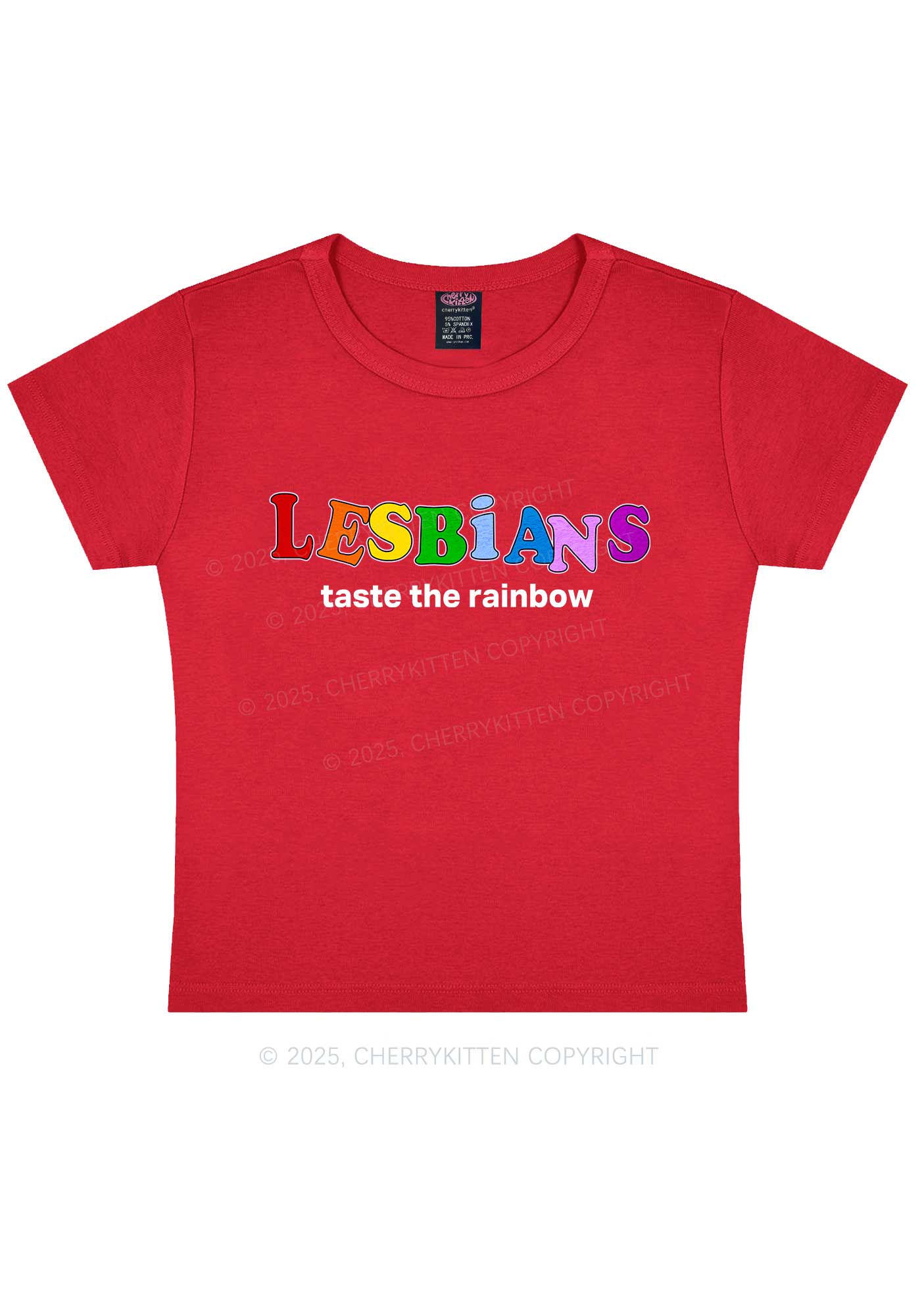 Lesbians Taste The Rainbow Y2K Baby Tee Cherrykitten - Image 8