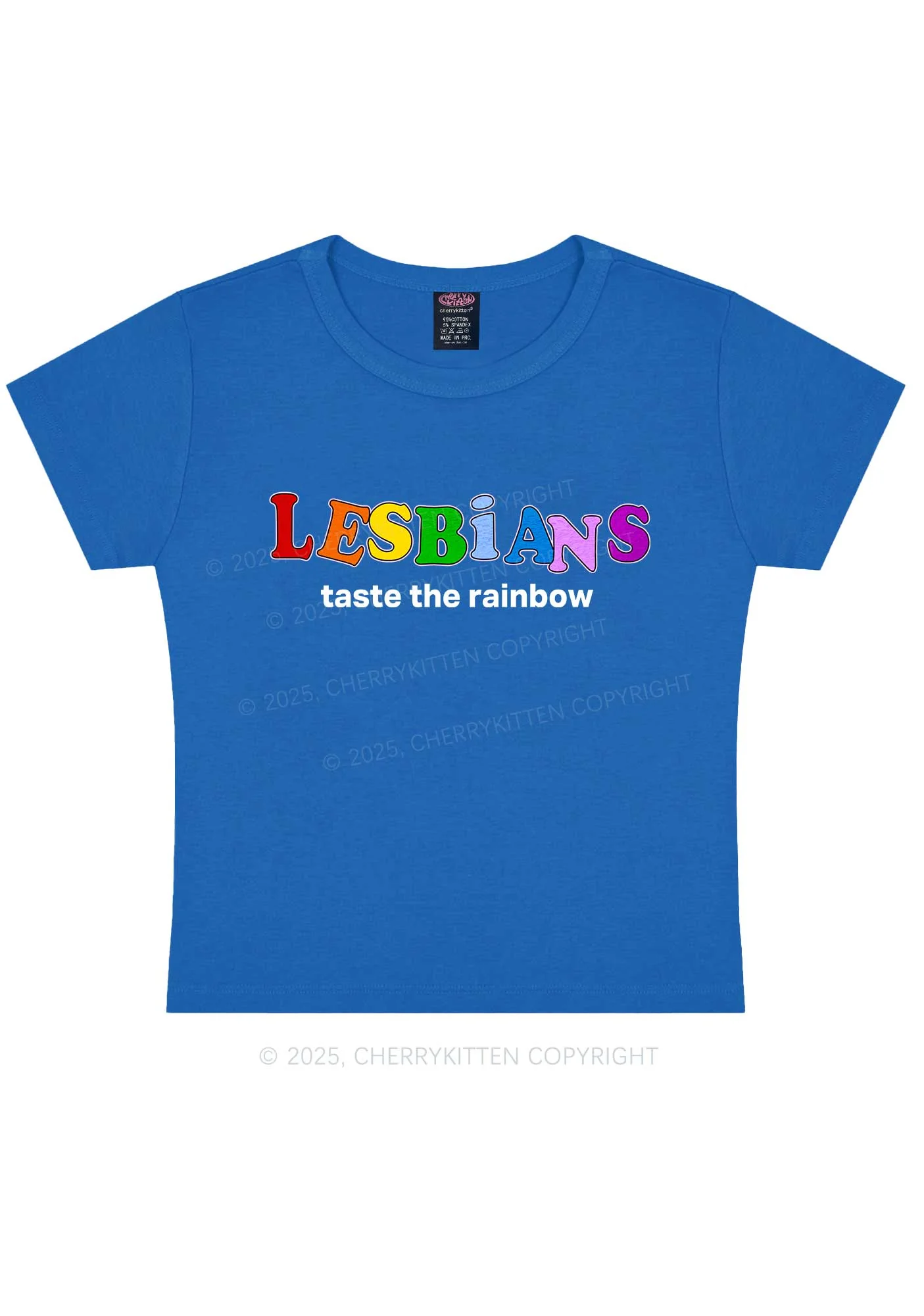 Lesbians Taste The Rainbow Y2K Baby Tee Cherrykitten - Image 9