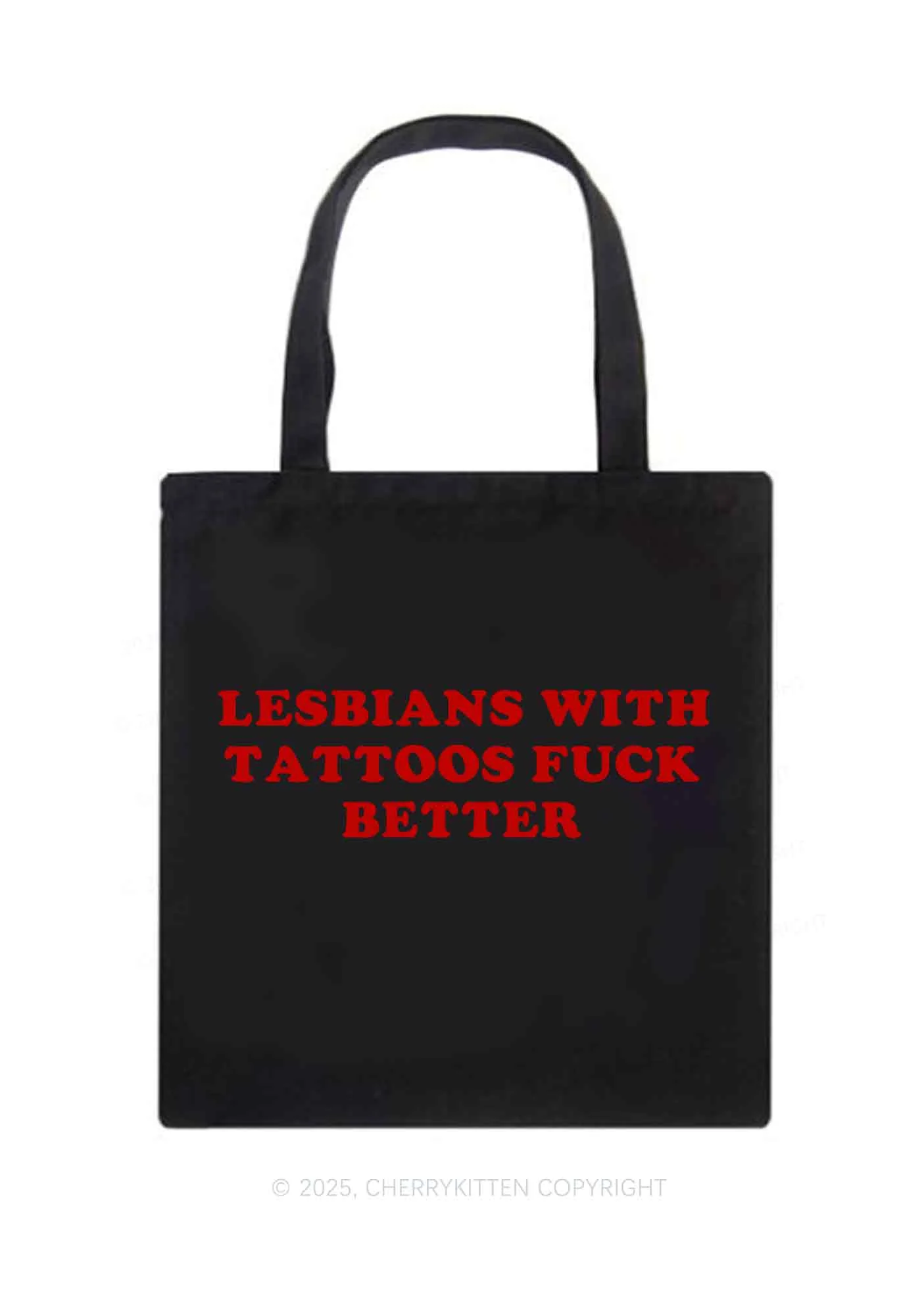 Lesbians With Tattoos Pride Y2K Canvas Tote Bag Cherrykitten - Image 3