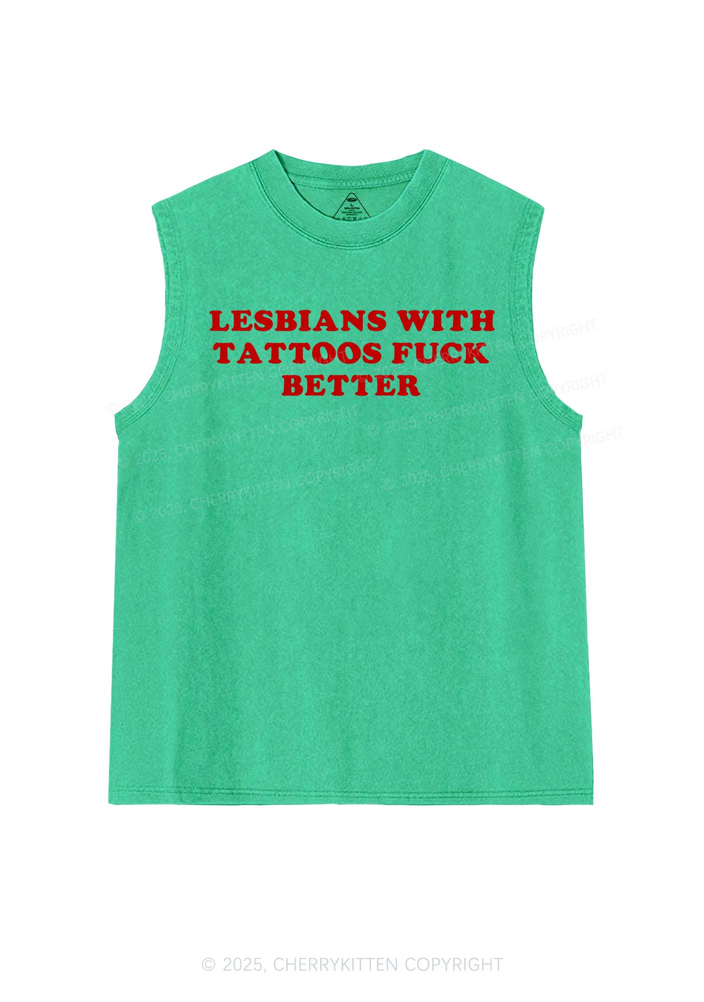 Lesbians With Tattoos Pride Y2K Washed Muscle Tank Cherrykitten - Image 7