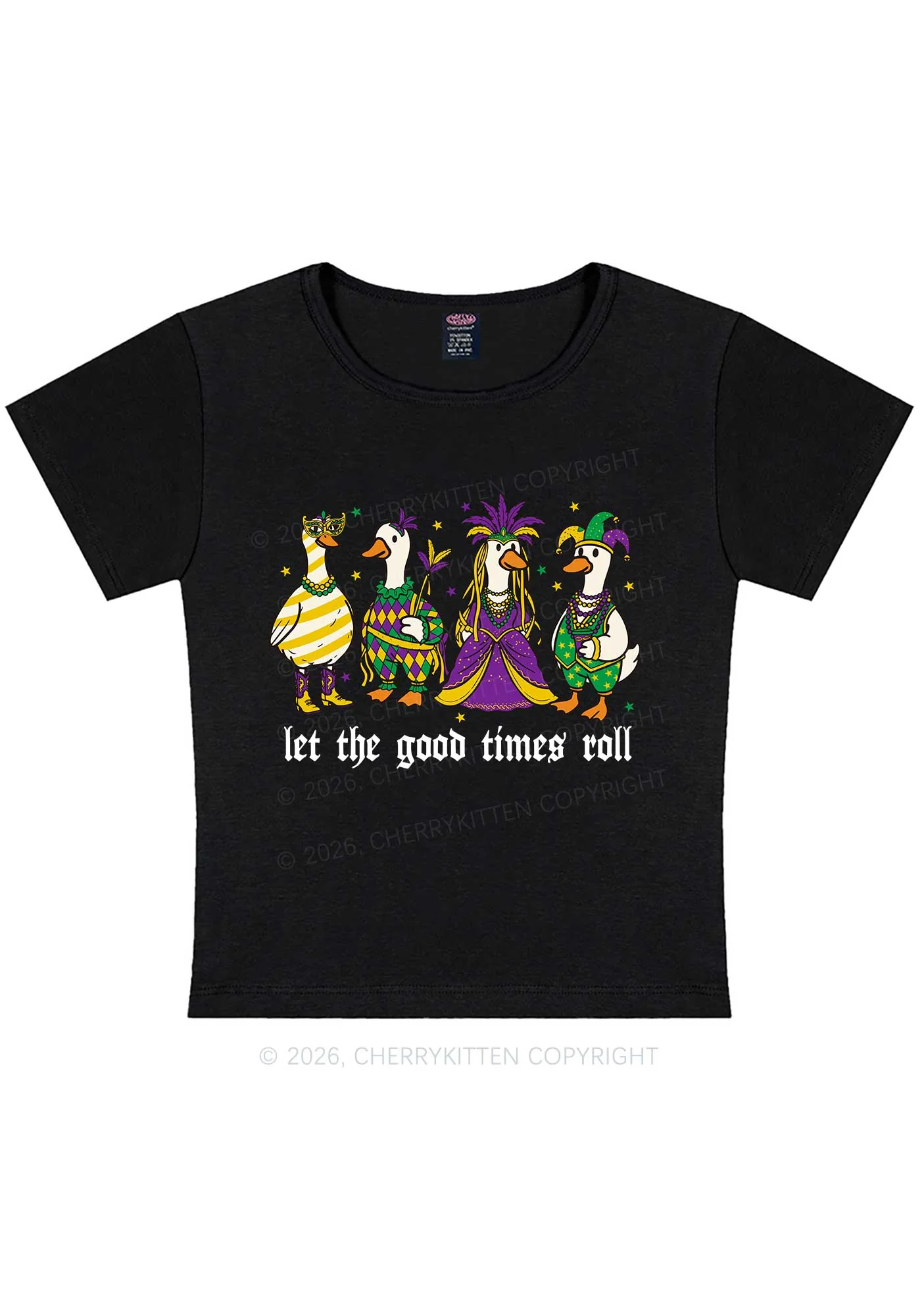 Let The Good Times Roll Y2K Baby Tee Cherrykitten - Image 3