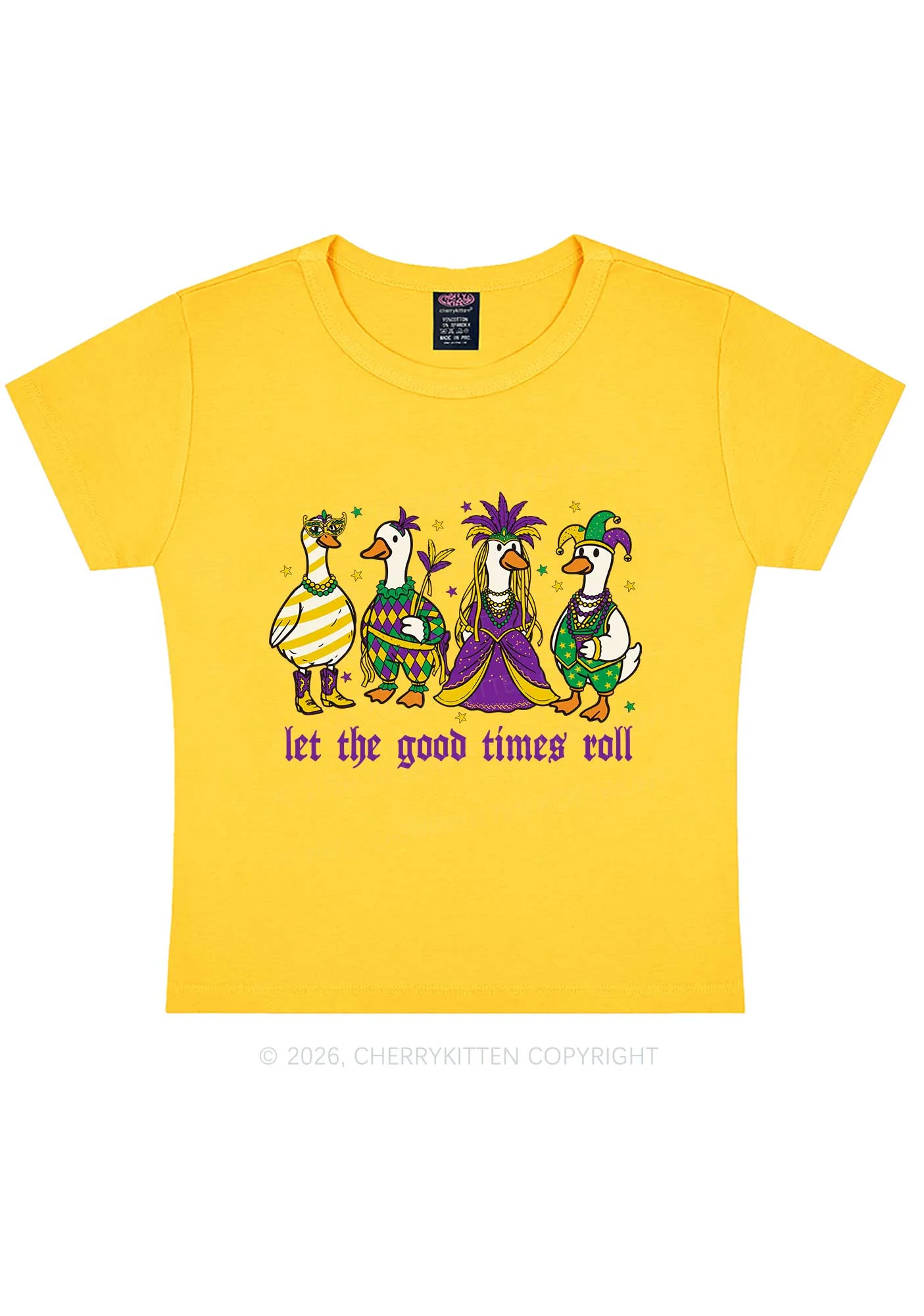 Let The Good Times Roll Y2K Baby Tee Cherrykitten - Image 4