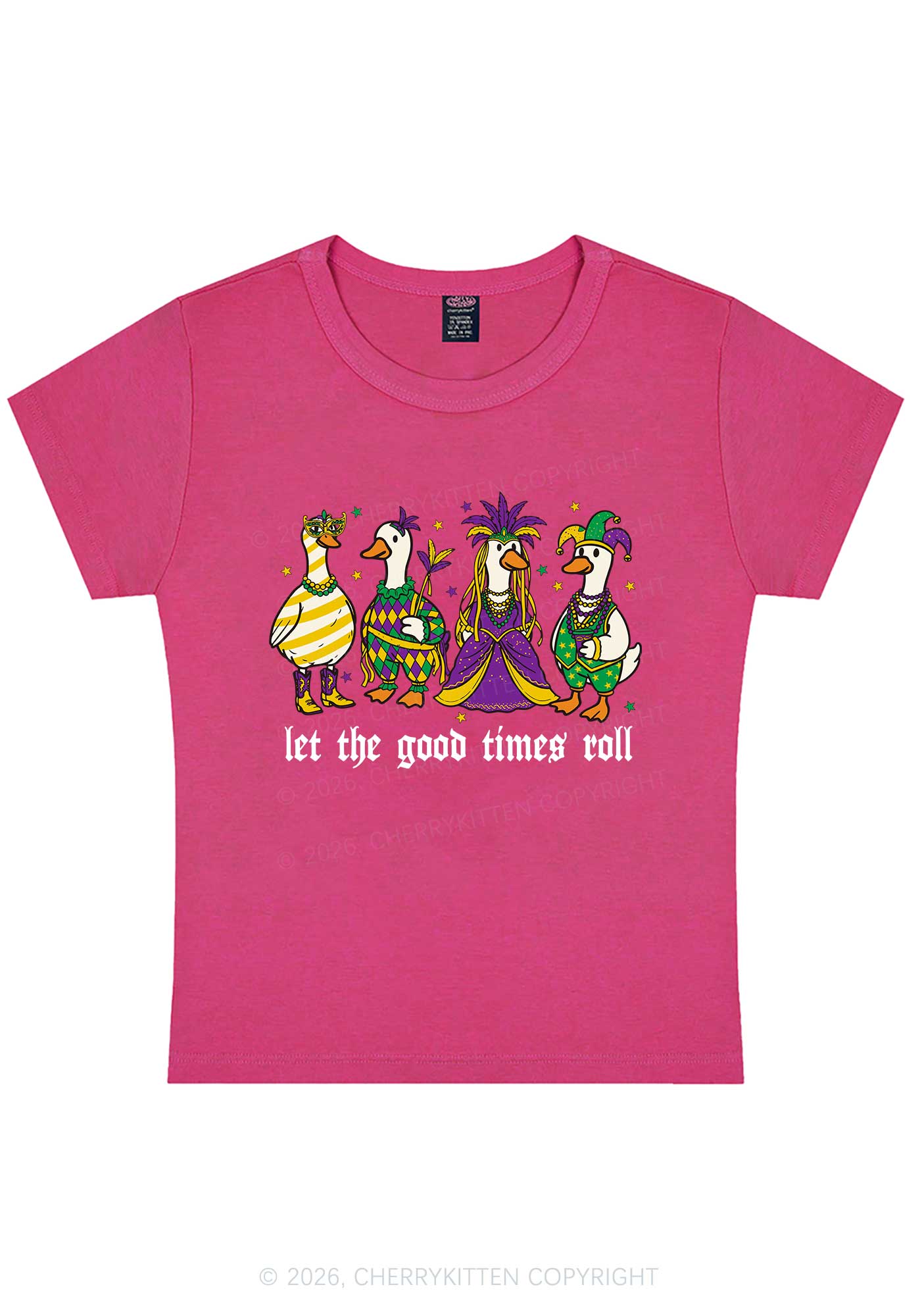 Let The Good Times Roll Y2K Baby Tee Cherrykitten - Image 5