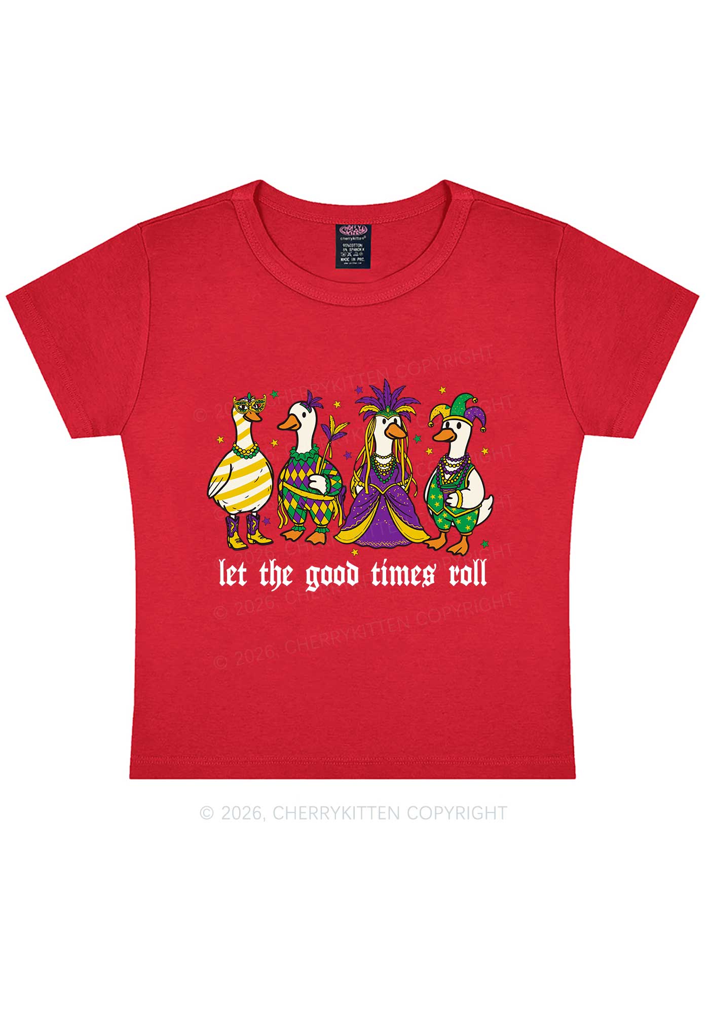 Let The Good Times Roll Y2K Baby Tee Cherrykitten - Image 7