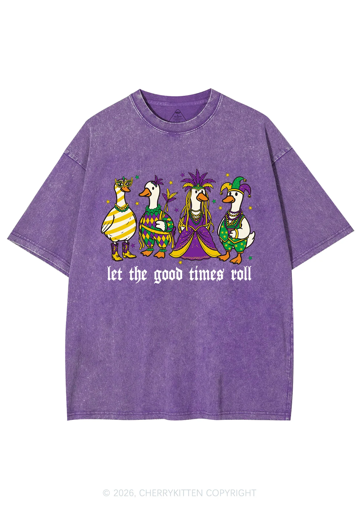 Let The Good Times Roll Y2K Shirts Washed Tee Cherrykitten - Image 5