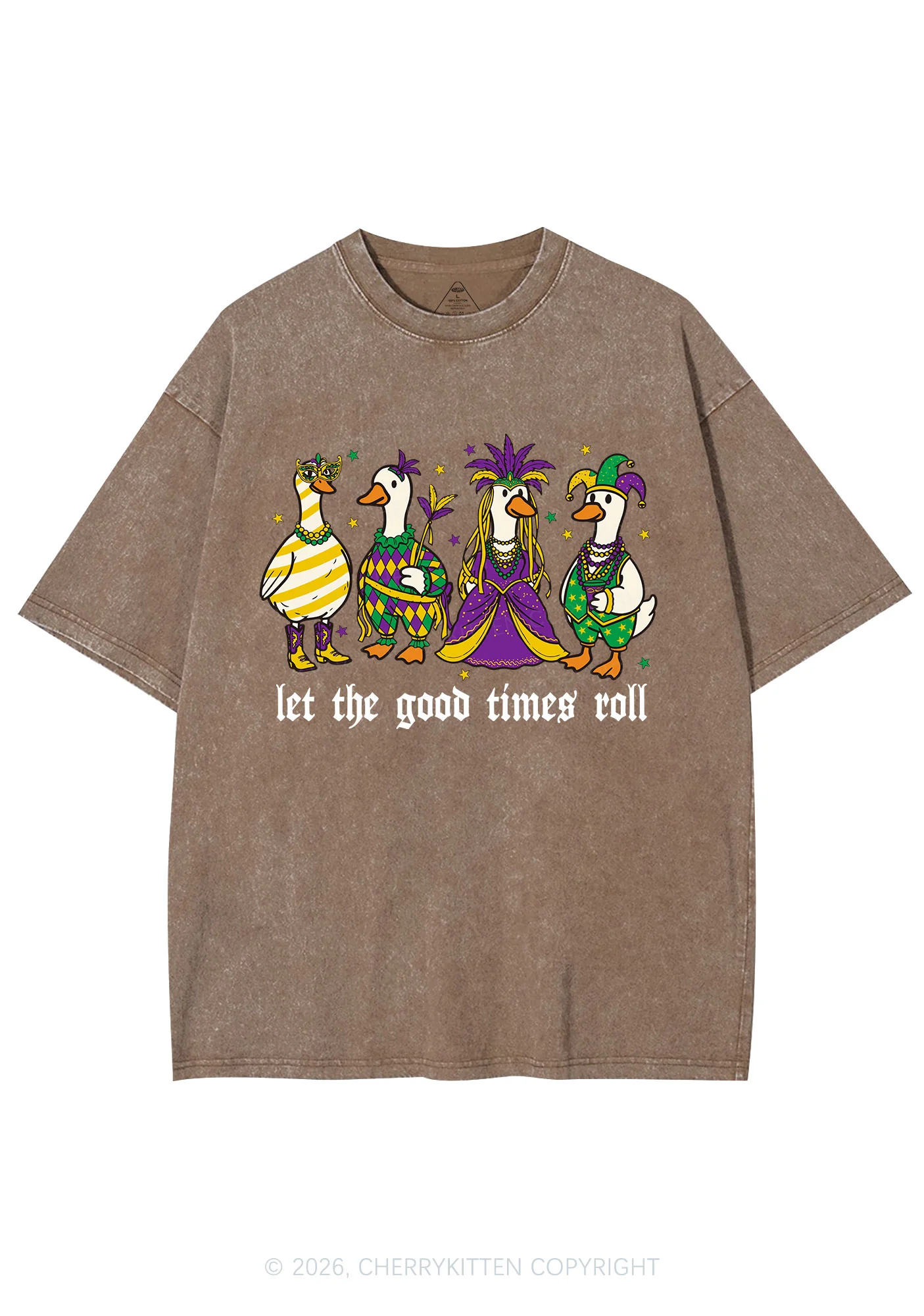 Let The Good Times Roll Y2K Shirts Washed Tee Cherrykitten - Image 7